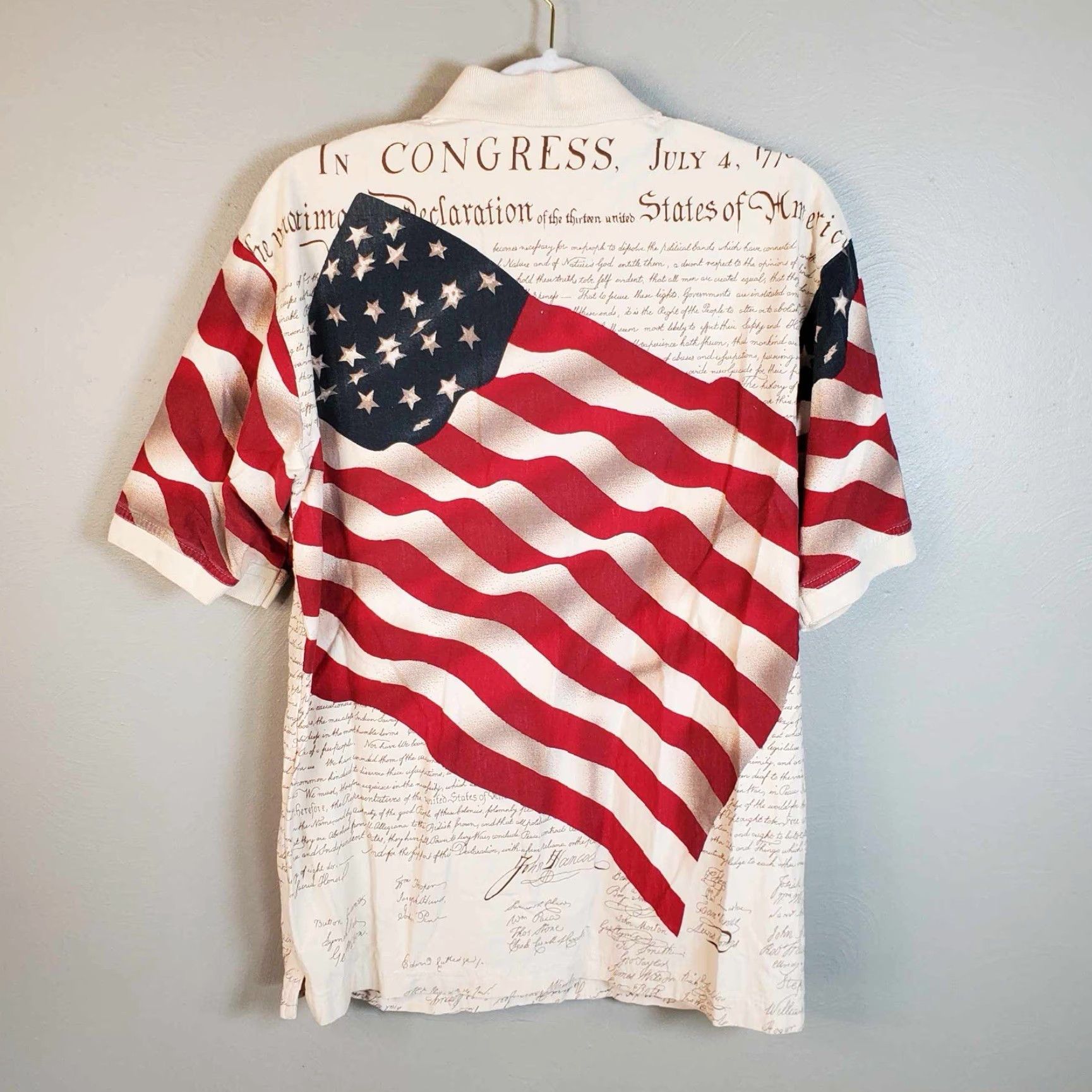 Cotton Traders VINTAGE American Summer Mens Patriotic American Flag Collar S/S Polo Shirt Medium M Red Cotton Traders Polo Mens Shirt Collar Flag Patriotic Summer Size US M / EU 48-50 / 2 - 3 Thumbnail