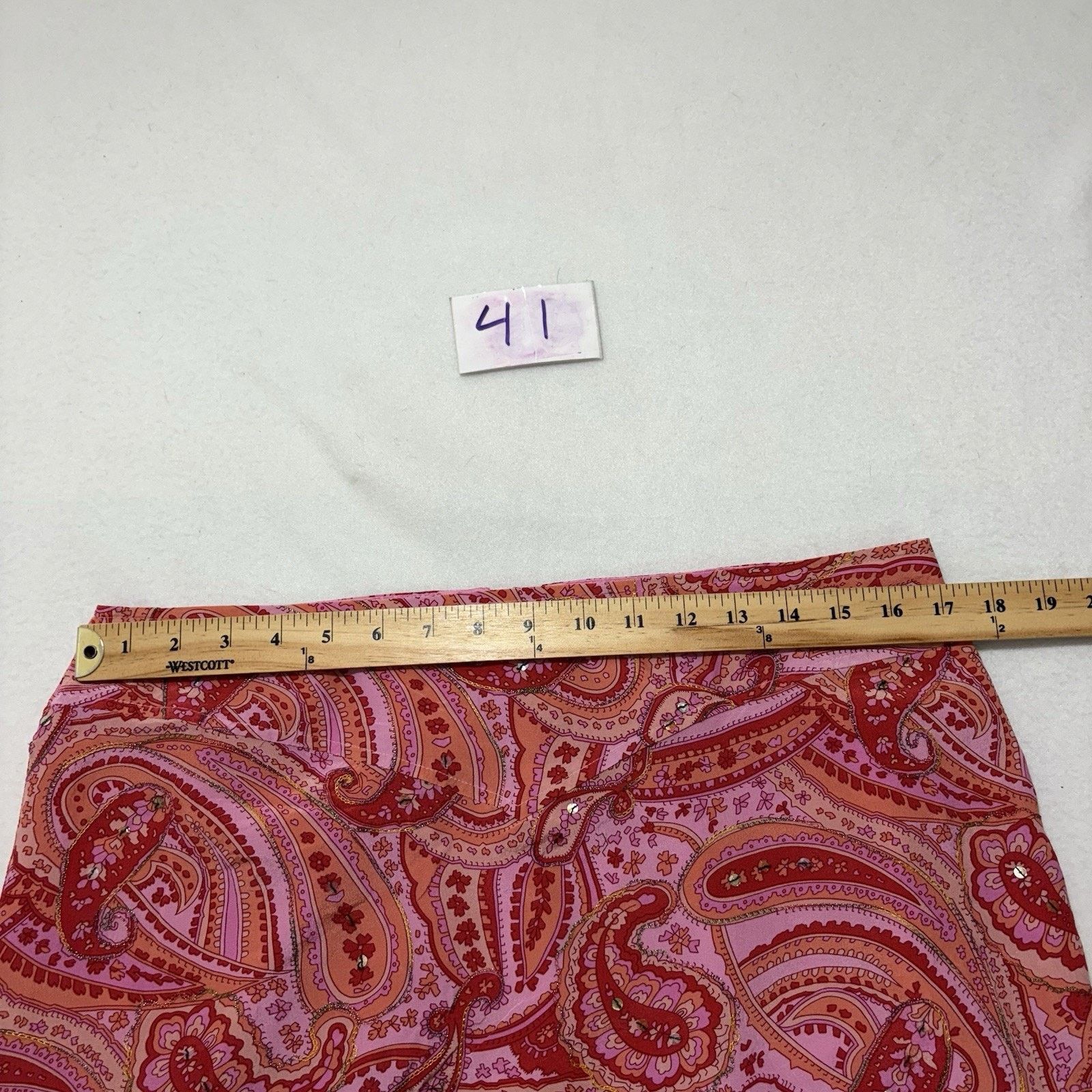 Other Worthington 14 Silk Mini Pencil Skirt Pink Paisley Slit Back Size 36" / US 14 / IT 50 - 10 Thumbnail