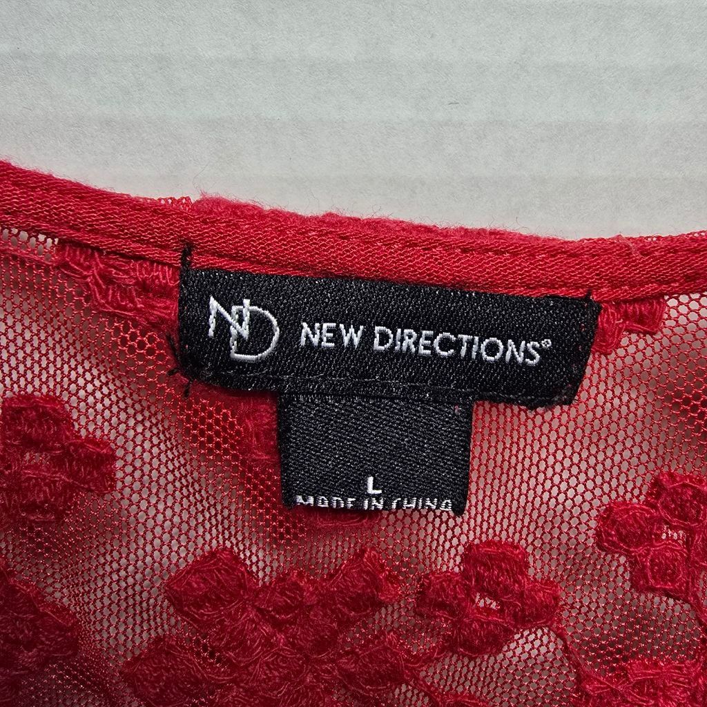 The Unbranded Brand Women's NEW DIRECTIONS Red Lace Blouse L Size L / US 10 / IT 46 - 4 Thumbnail