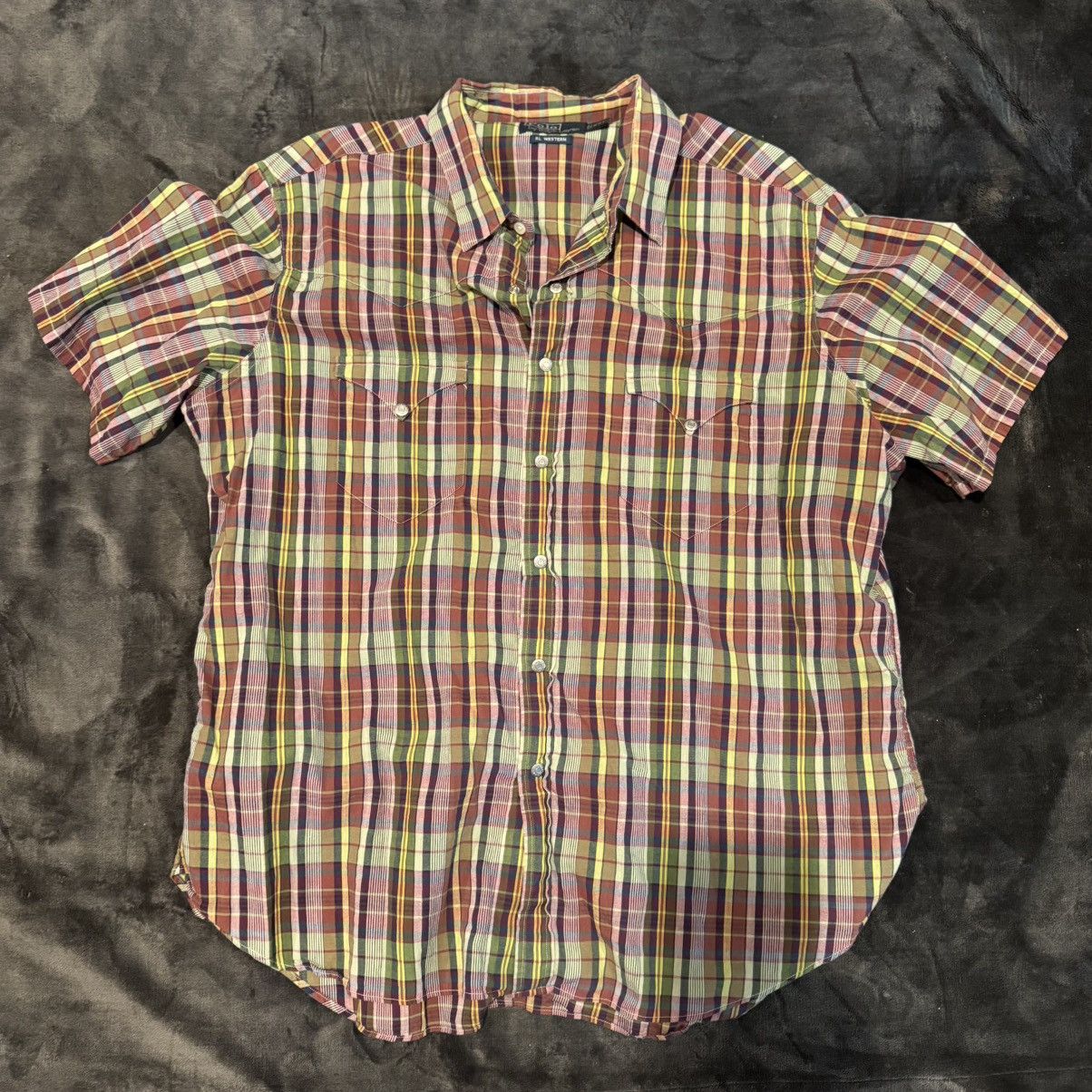 Plaid Polo Ralph Lauren Western Short Sleeve Snap Shirt XXL