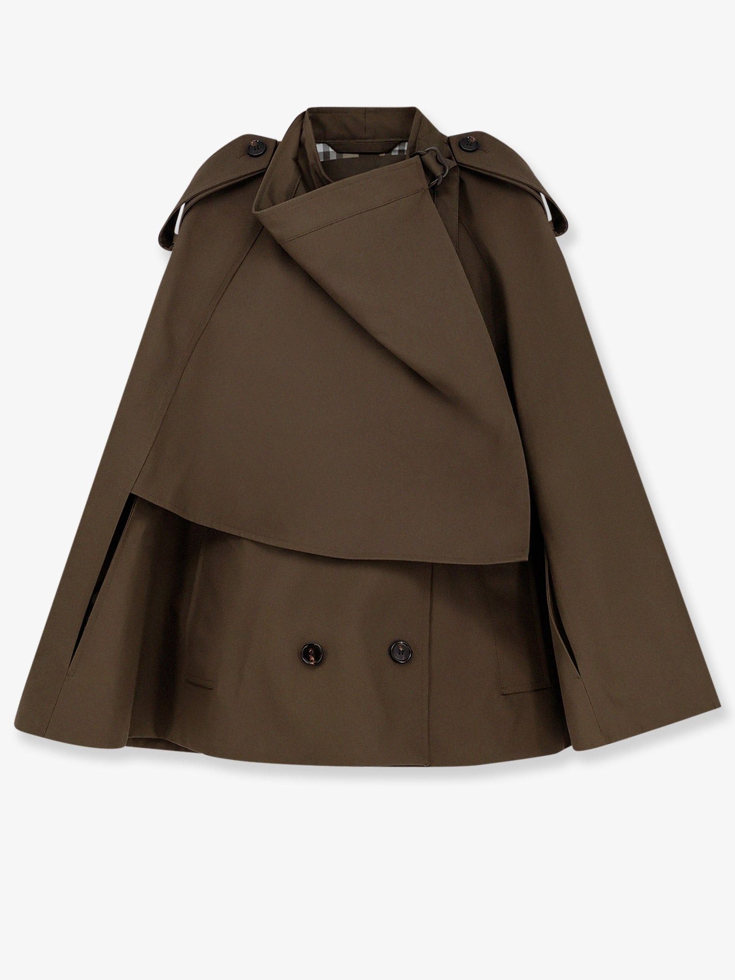 ポンチョ・ケープ Burberry Cotton Cape With Traditional Check Lining BURBERRY Hooded appliquéd checked twill cape | NET-A-PORTER