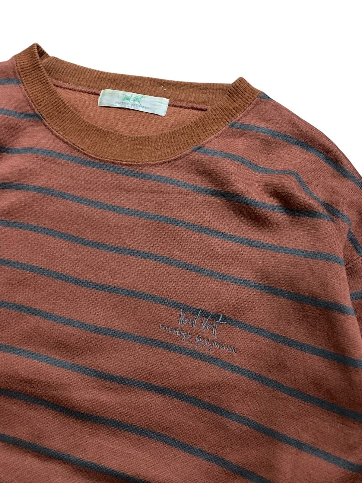 Japanese Brand × Pierre Balmain Vtg Japanese Pierre Balmain Stripe Sweatshirt Size US L / EU 52-54 / 3 - 4 Thumbnail
