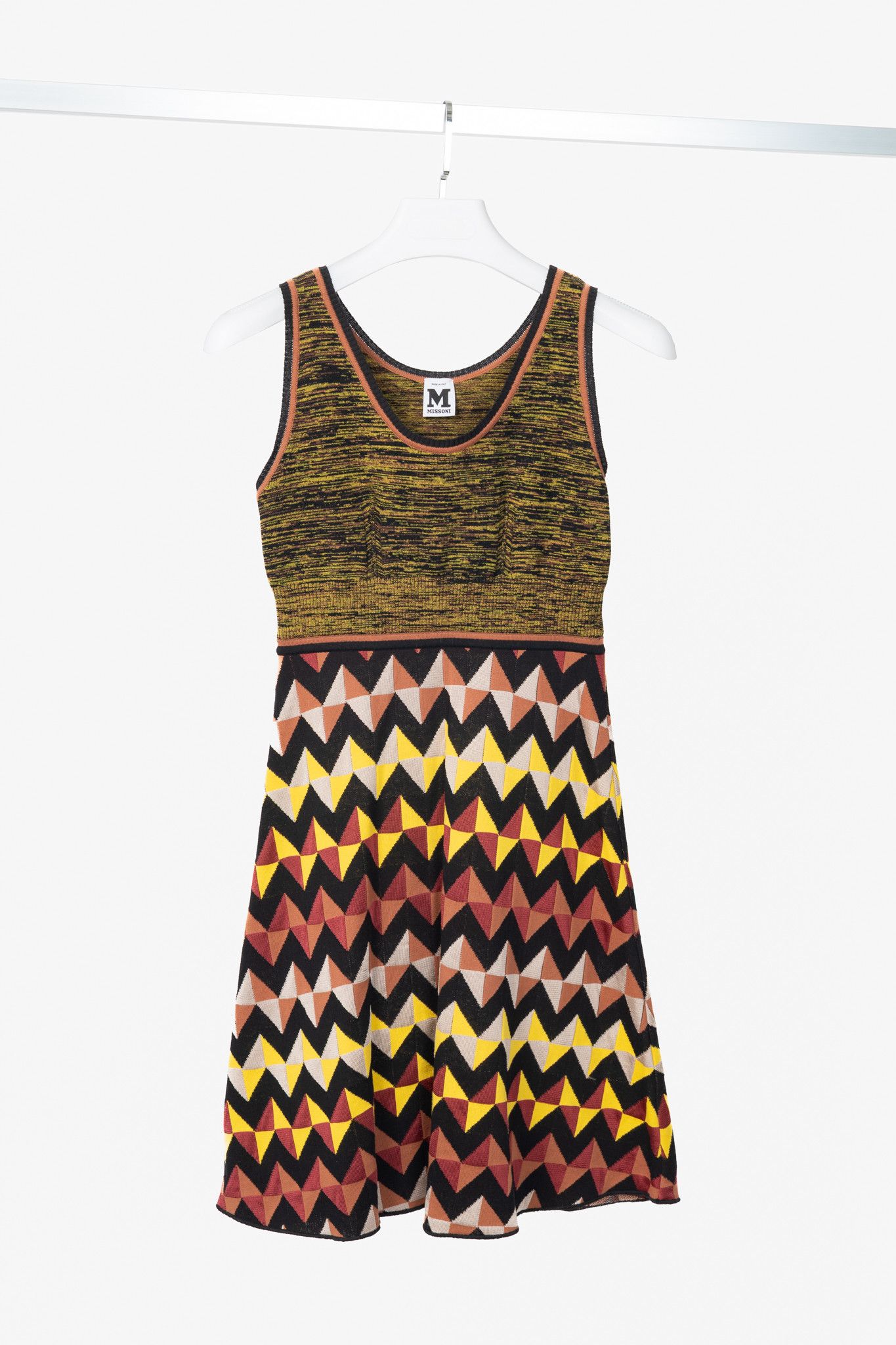 Missoni M Missoni Geometric Knit Paneled Cotton-Blend Mini Dress Size S / US 4 / IT 40 - 1 Thumbnail