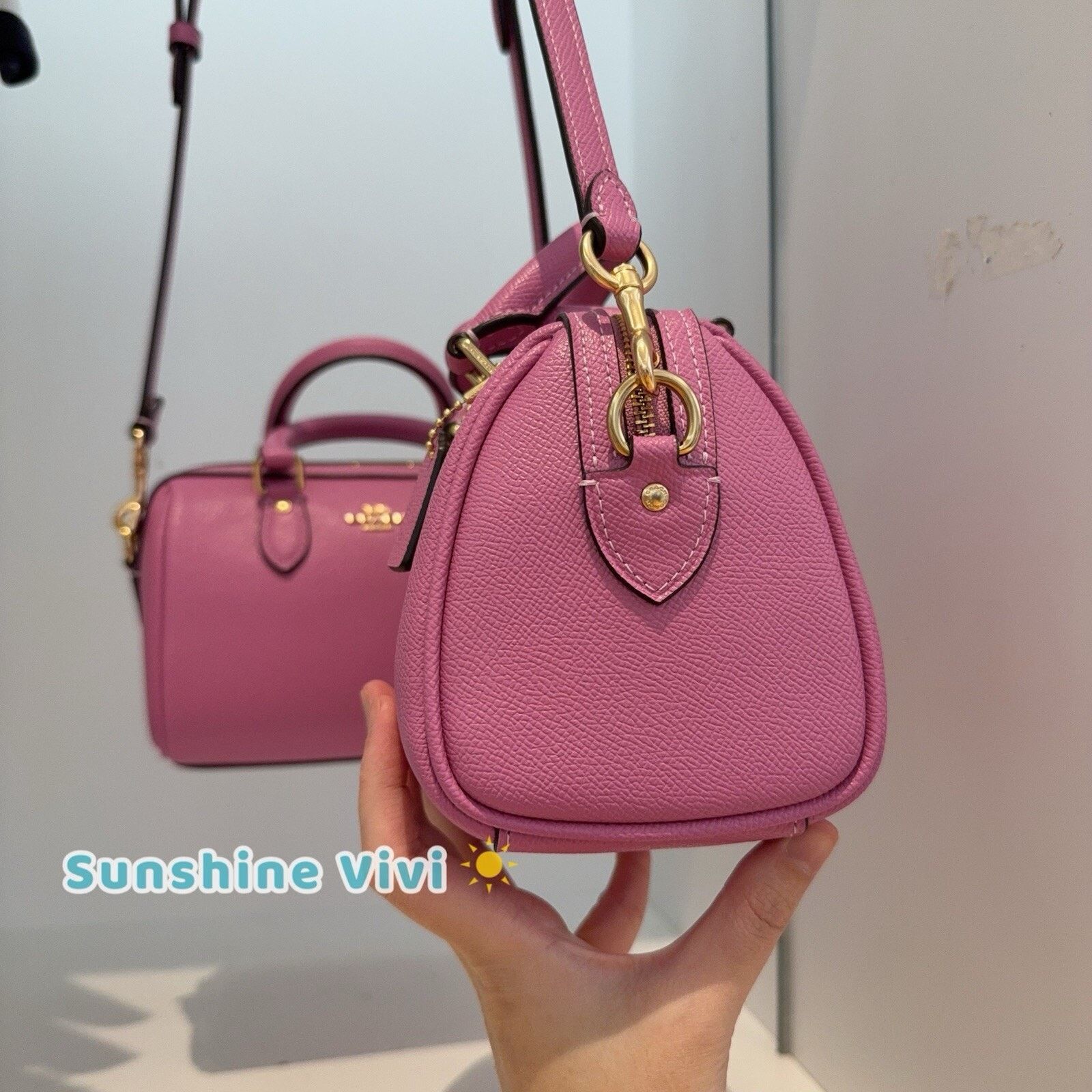 Coach NWT Coach Mini Rowan Crossbody Bag Leather CV404 IM/fuchsia Size ONE SIZE - 7 Thumbnail