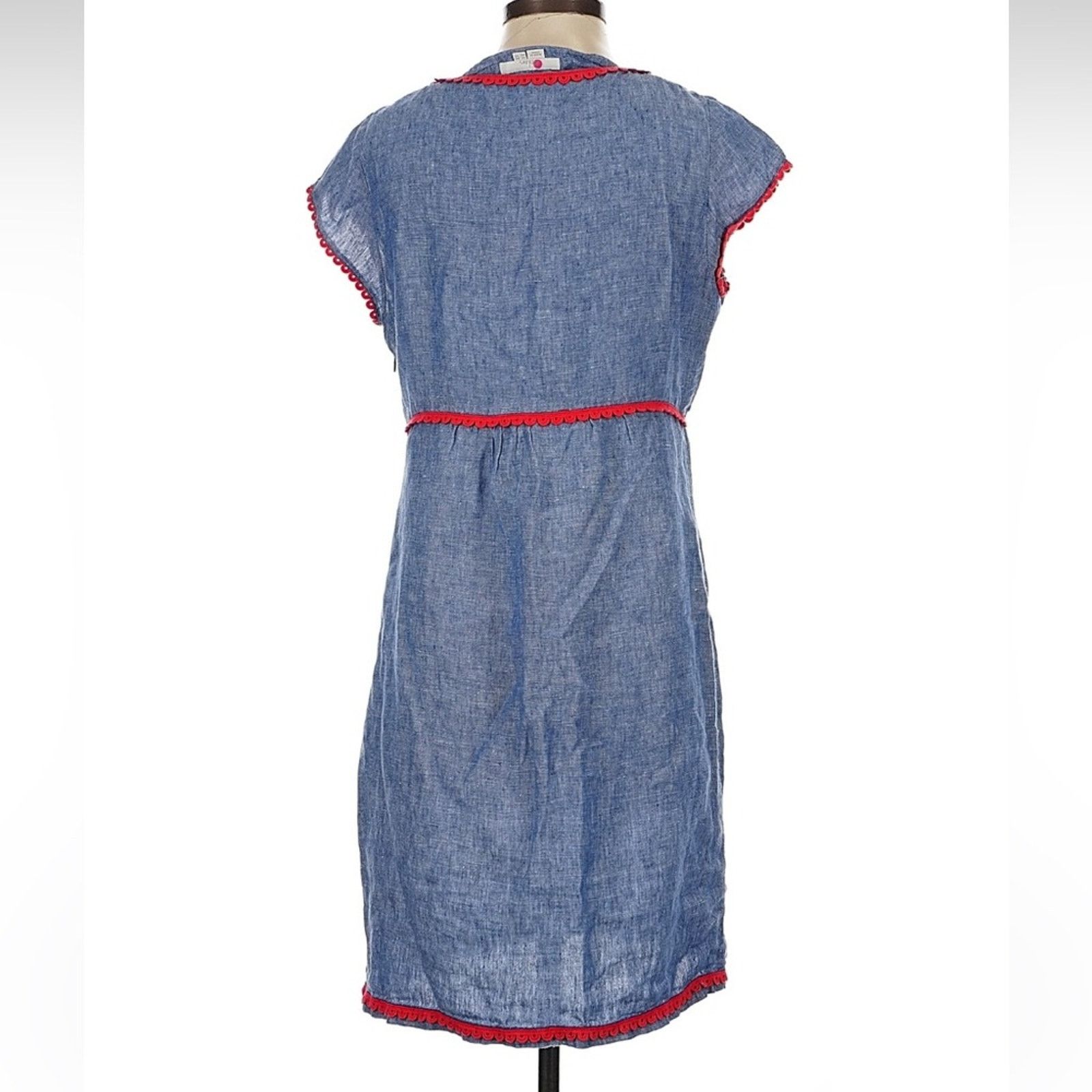 Boden Boden Blue Dress with Red Trim Size S / US 4 / IT 40 - 2 Thumbnail