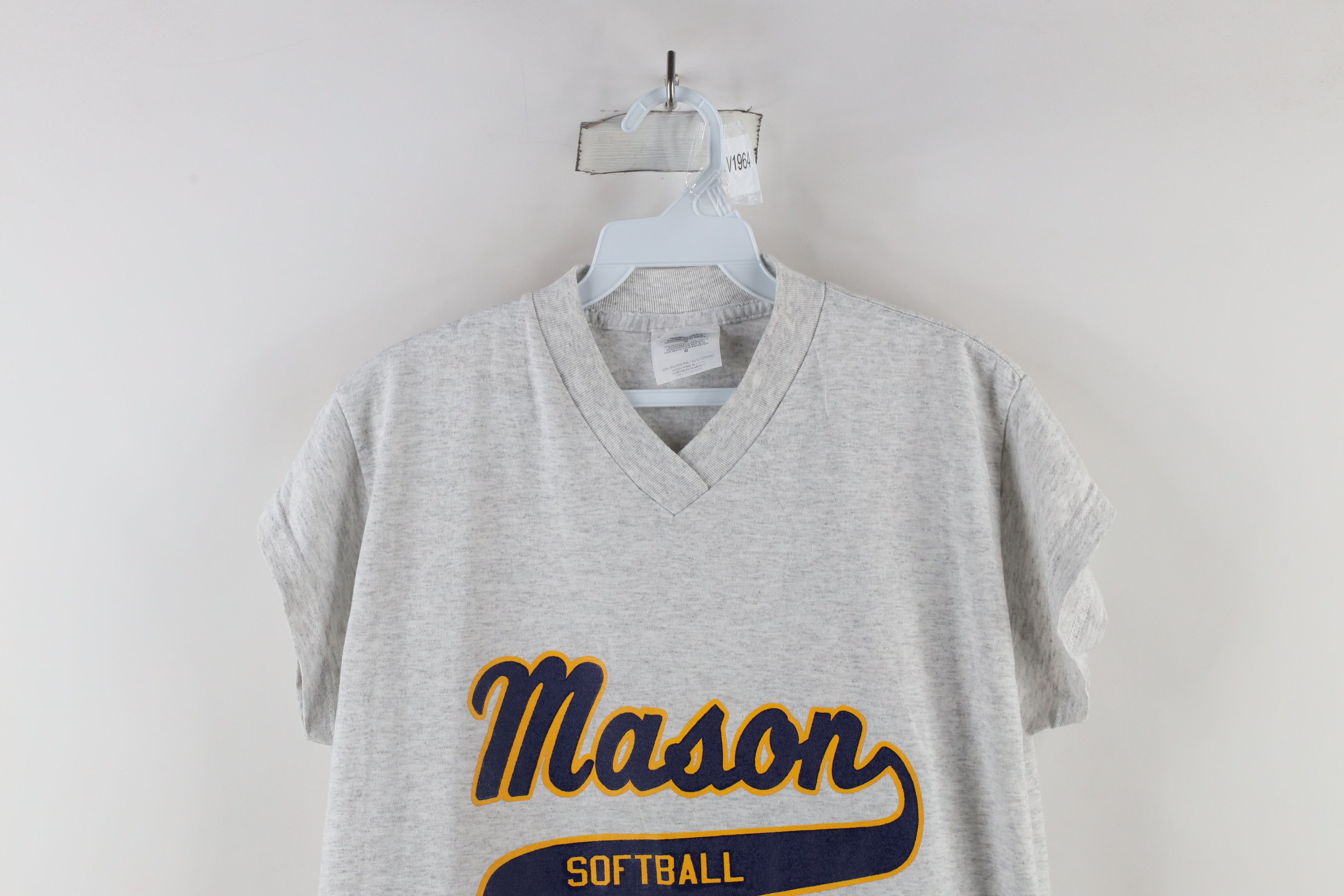 Vintage Vintage 90s Script Mason Softball Jersey T-Shirt Gray Size L / US 10 / IT 46 - 2 Thumbnail