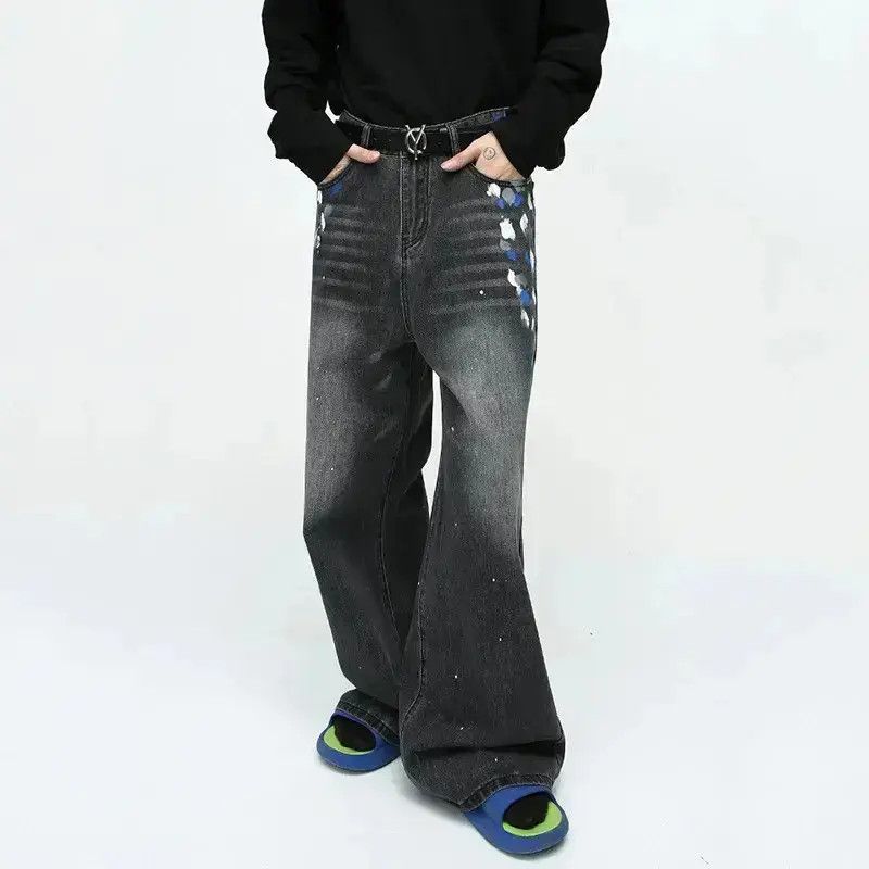 Japanese Brand Black Hip Pop Paint Graffiti Denim Size US 32 / EU 48 - 1 Thumbnail