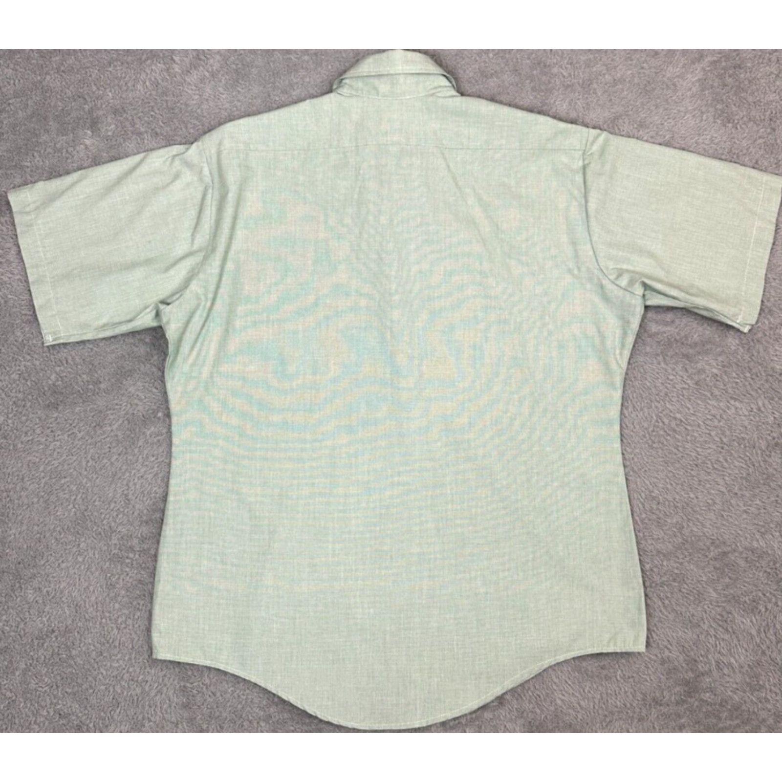 Vintage DSCP Mens Shirt Button-Up Military Green 16.5 Short Sleeve Mens Regular Cotton Blend Knit Front Pockets Size 46R - 2 Thumbnail