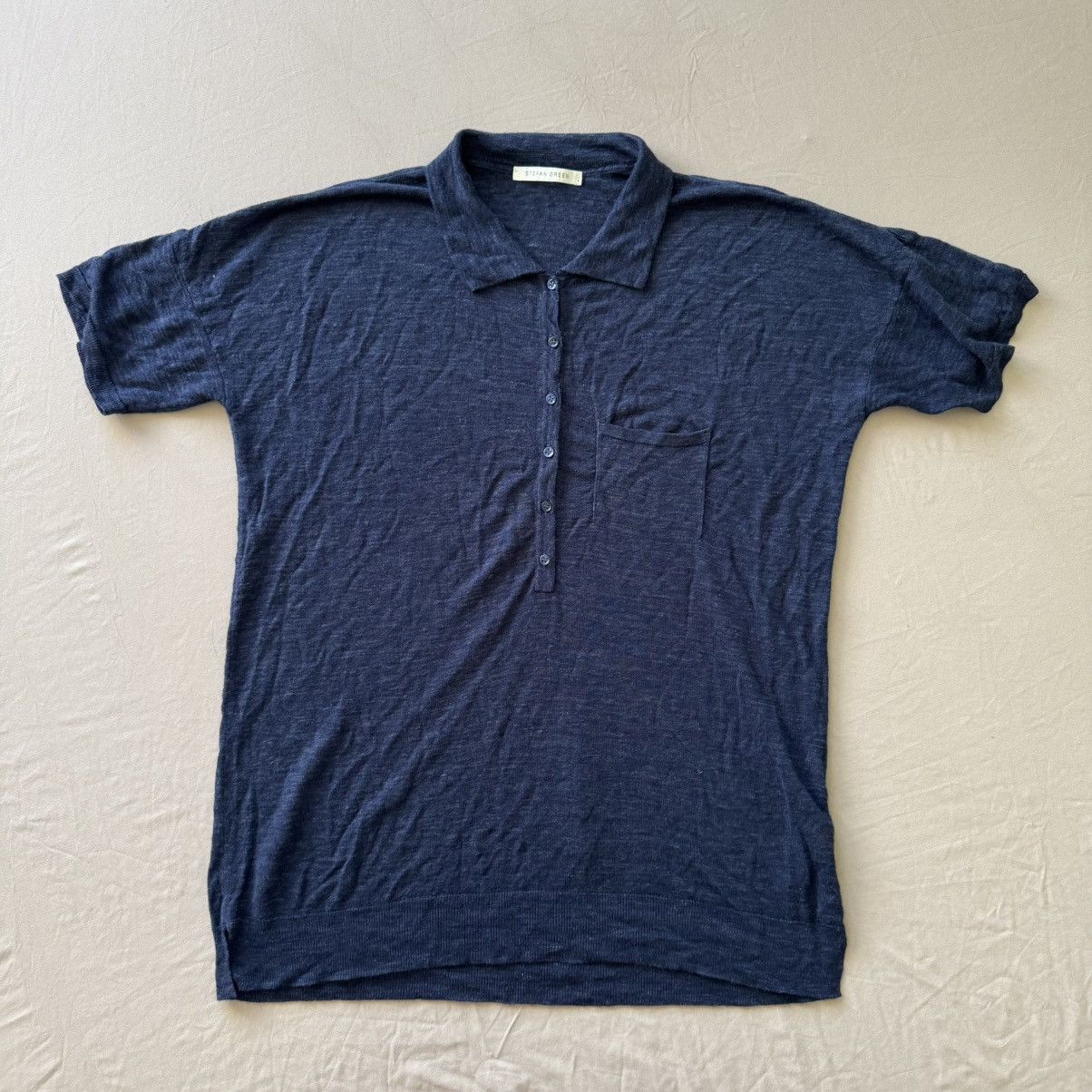 Stefan Green Linen Blend Knit Polo