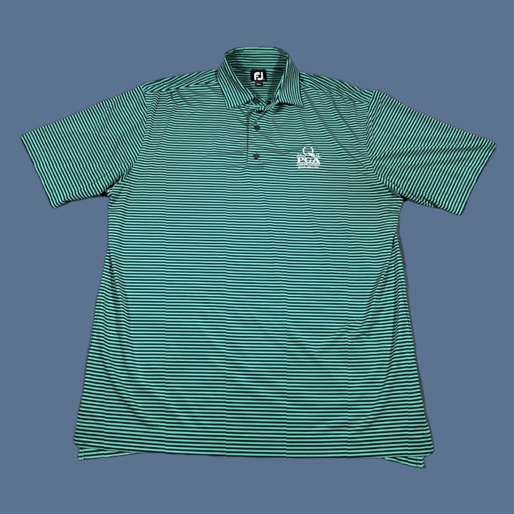 Footjoy FootJoy PGA Championship Quail Hollow Shirt Mens Large Green Stripe Polo Size US L / EU 52-54 / 3 - 1 Thumbnail