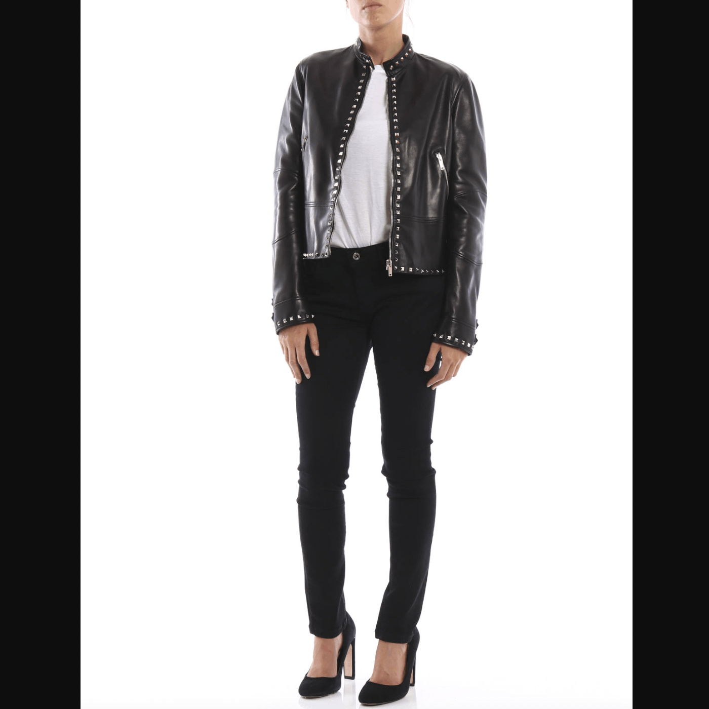 Valentino $6490 Valentino Black Leather Rockstud Embellished Jacket Size M / US 6-8 / IT 42-44 - 15 Thumbnail