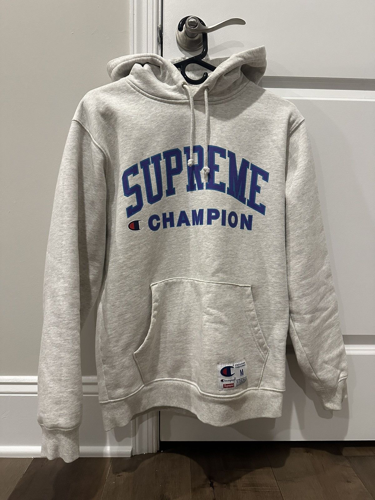 Supreme champion hoodie grey clearance