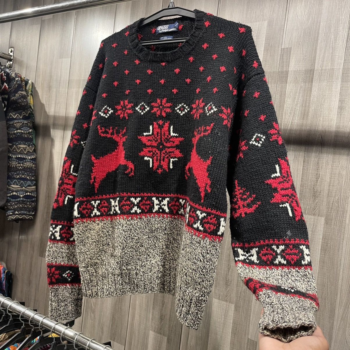 Ralph Lauren Vintage Polo Ralph Lauren Hand Knit Wool Reindeer Sweater Size US XL / EU 56 / 4 - 12 Thumbnail
