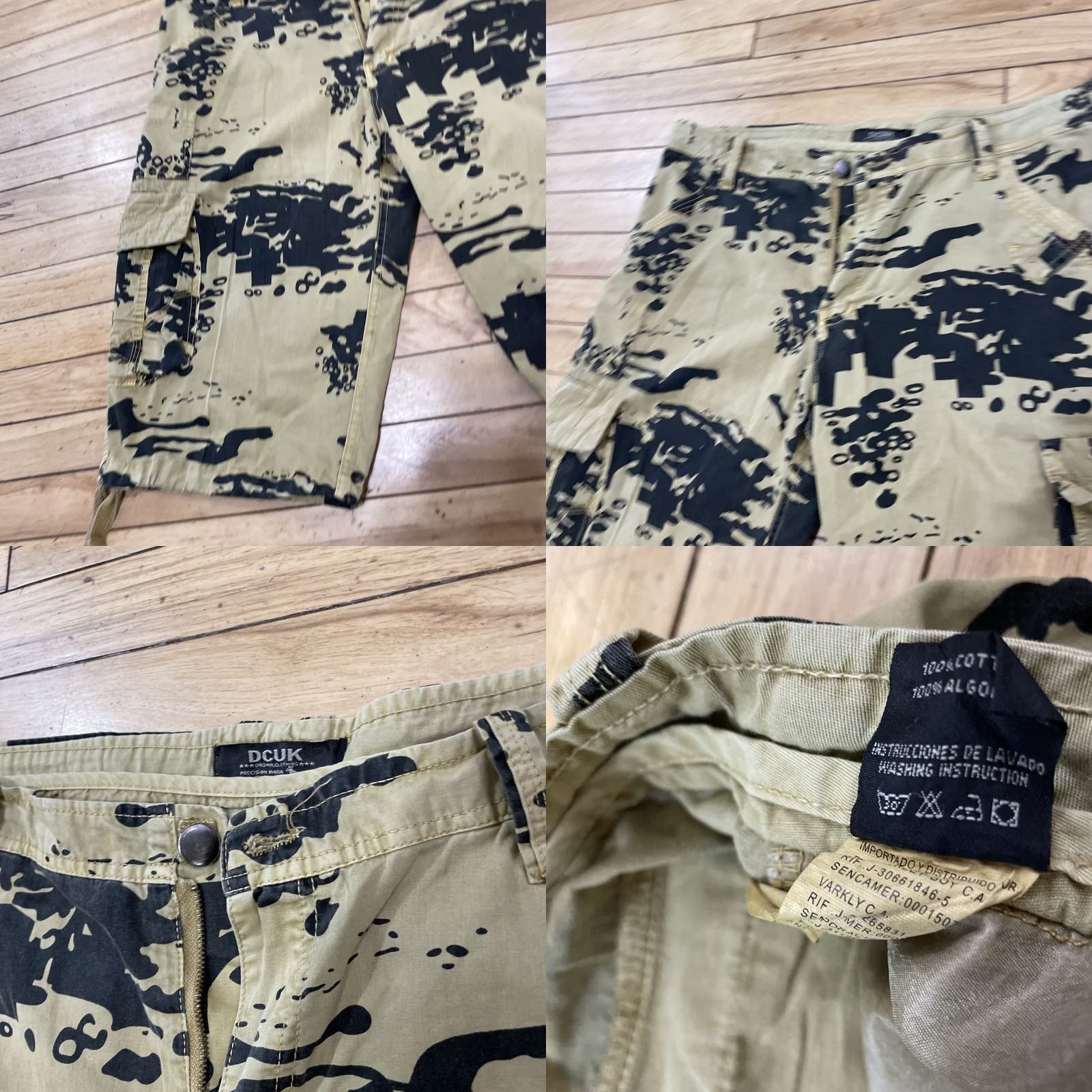 Vintage dcuk Cargo Shorts Mens 34 Black Gold Tan Bitblock Lightweight Bermuda 13in Camouflage 90s Hip Casual Travel Workwear Mens Size US 35 - 10 Thumbnail