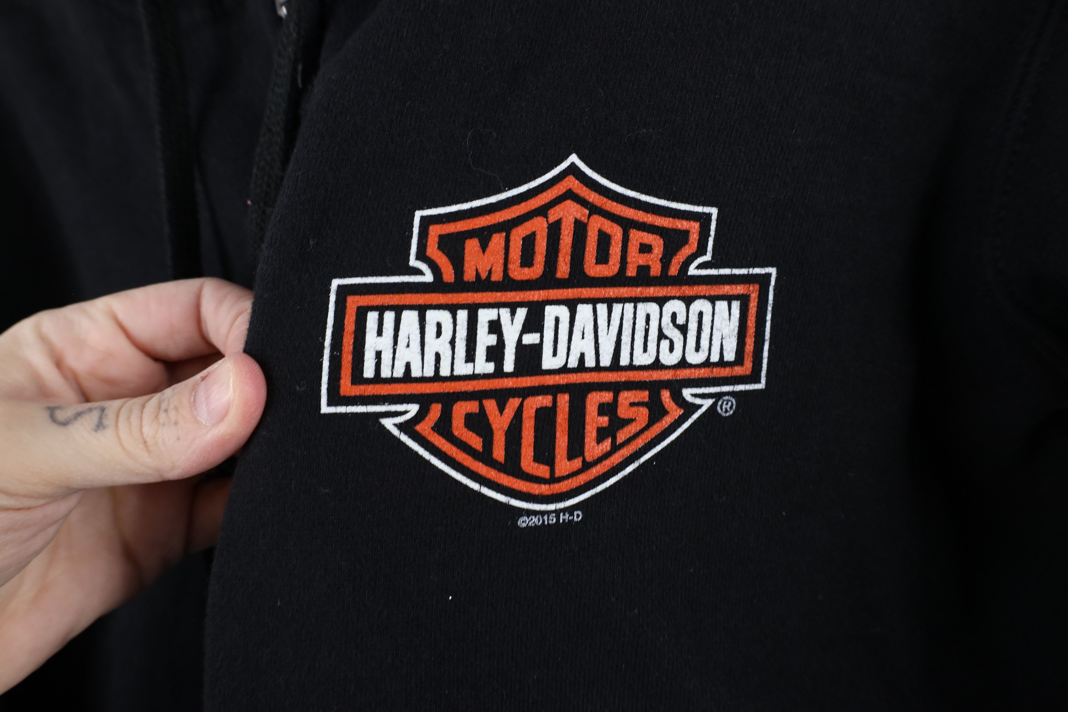 Harley Davidson × Vintage Vintage Y2K Harley Davidson Spell Out Full Zip Hoodie Black Size M / US 6-8 / IT 42-44 - 4 Thumbnail