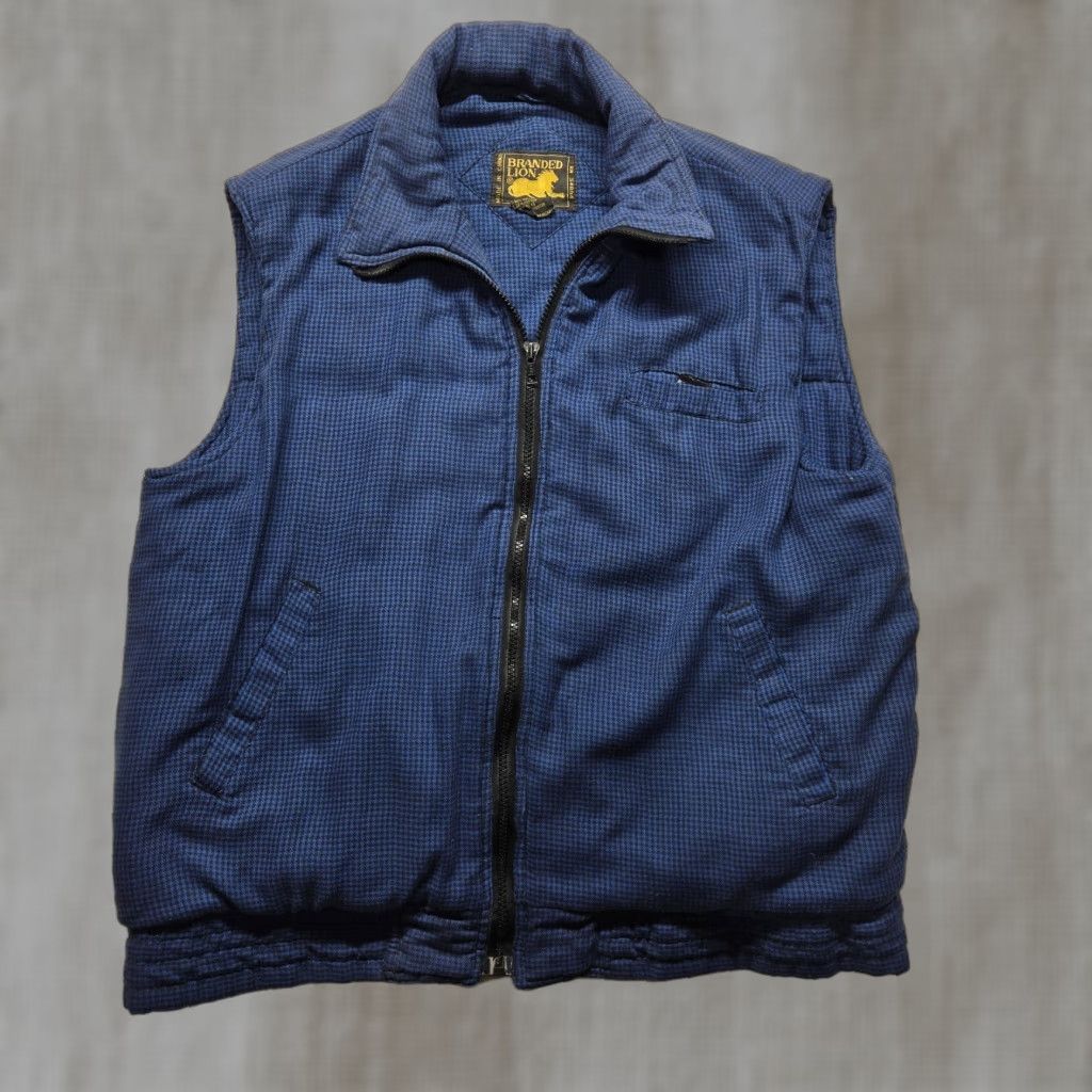 Vintage Branded Lion Vest L Men Blue Check Full Zip Mock Neck Polyester Blend Sleeveless Size US L / EU 52-54 / 3 - 1 Thumbnail