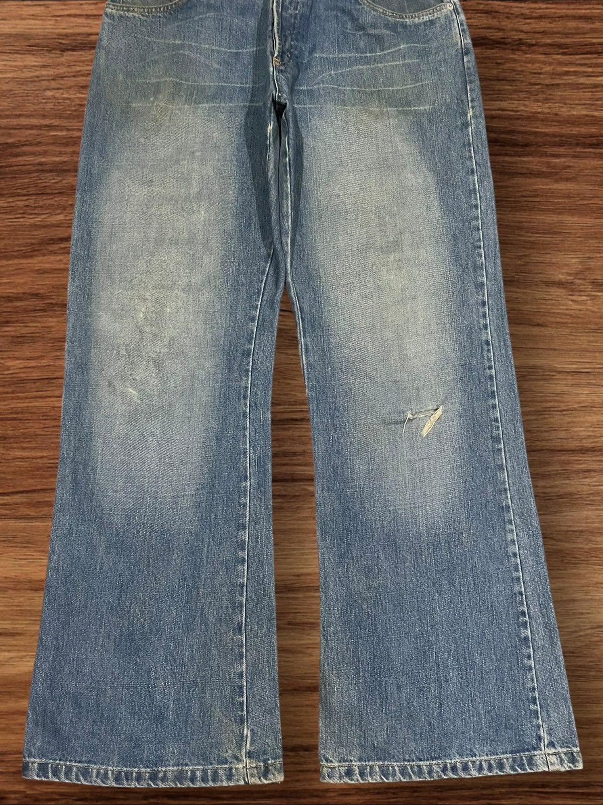 Diesel × Vintage ⚡️Flare⚡️Vintage Diesel “D” Button Fly Blue Washed Jeans Size US 32 / EU 48 - 11 Thumbnail