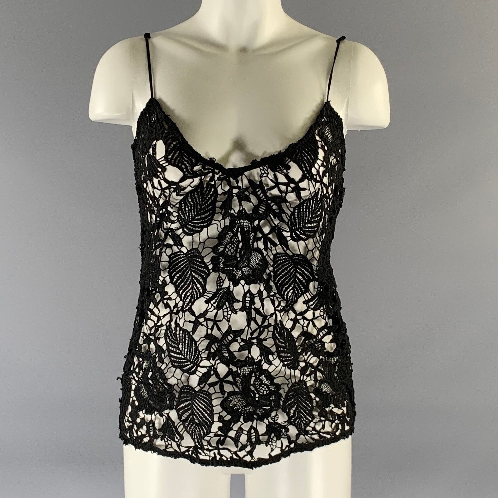 Nili Lotan NILI LOTAN Size XS Black Lace Floral Dress Top Size XS / US 0-2 / IT 36-38 - 1 Thumbnail