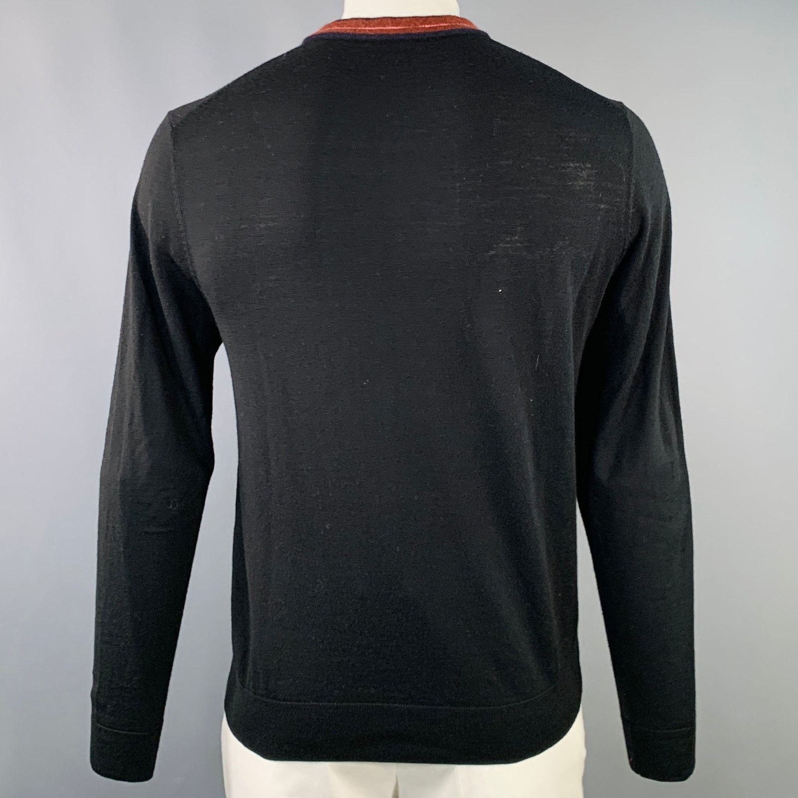 Paul Smith PS by PAUL SMITH Burgundy Contrast Trim Crew Neck Pullover Size US L / EU 52-54 / 3 - 4 Thumbnail