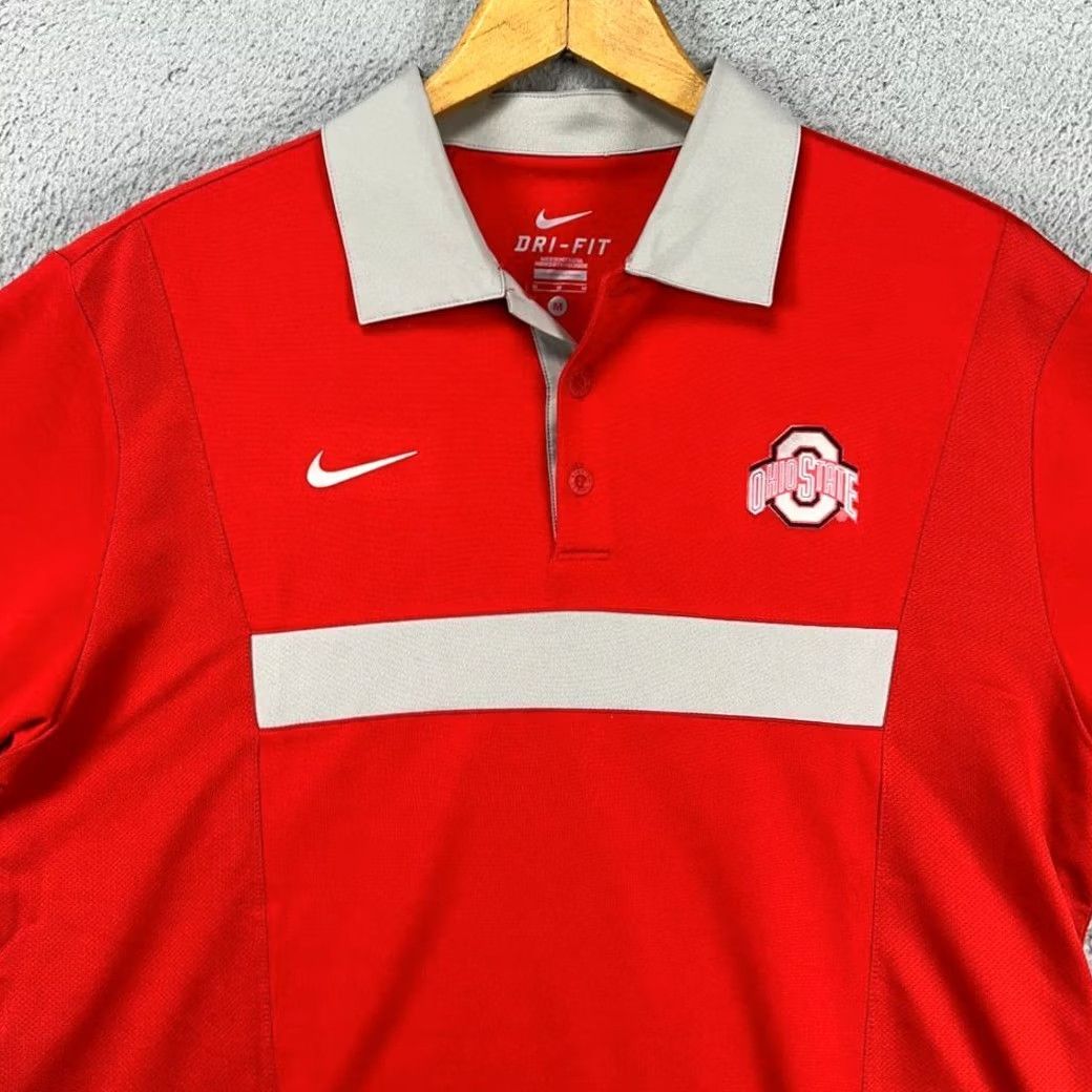 Nike Nike Shirt Mens M Red Ohio State Buckeyes Polo Dri Fit Grey Athletic Rugby Size US M / EU 48-50 / 2 - 2 Thumbnail