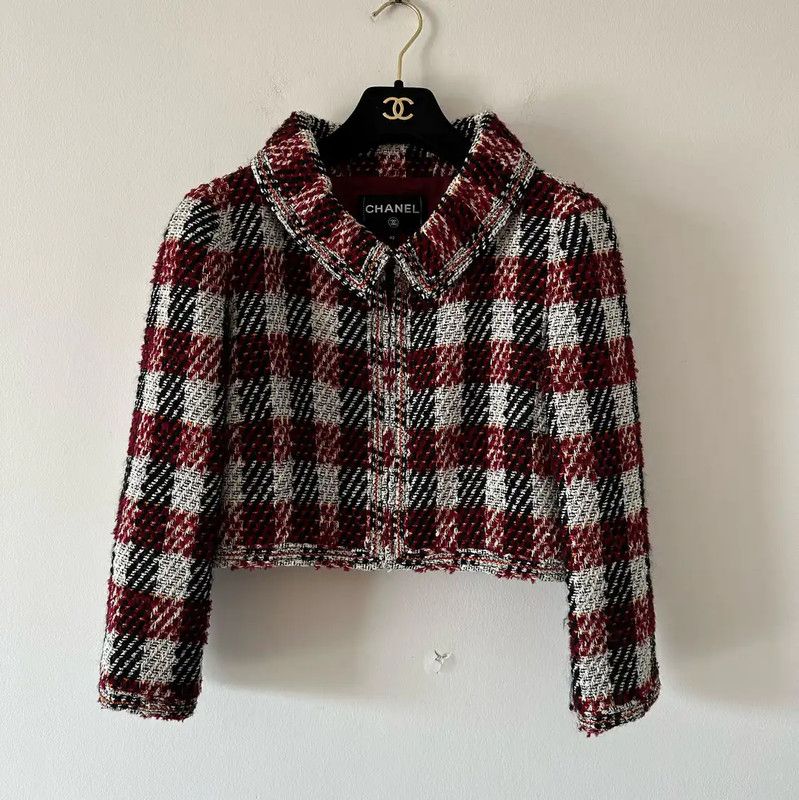 Chanel Red Wool Cropped Jacket 0089