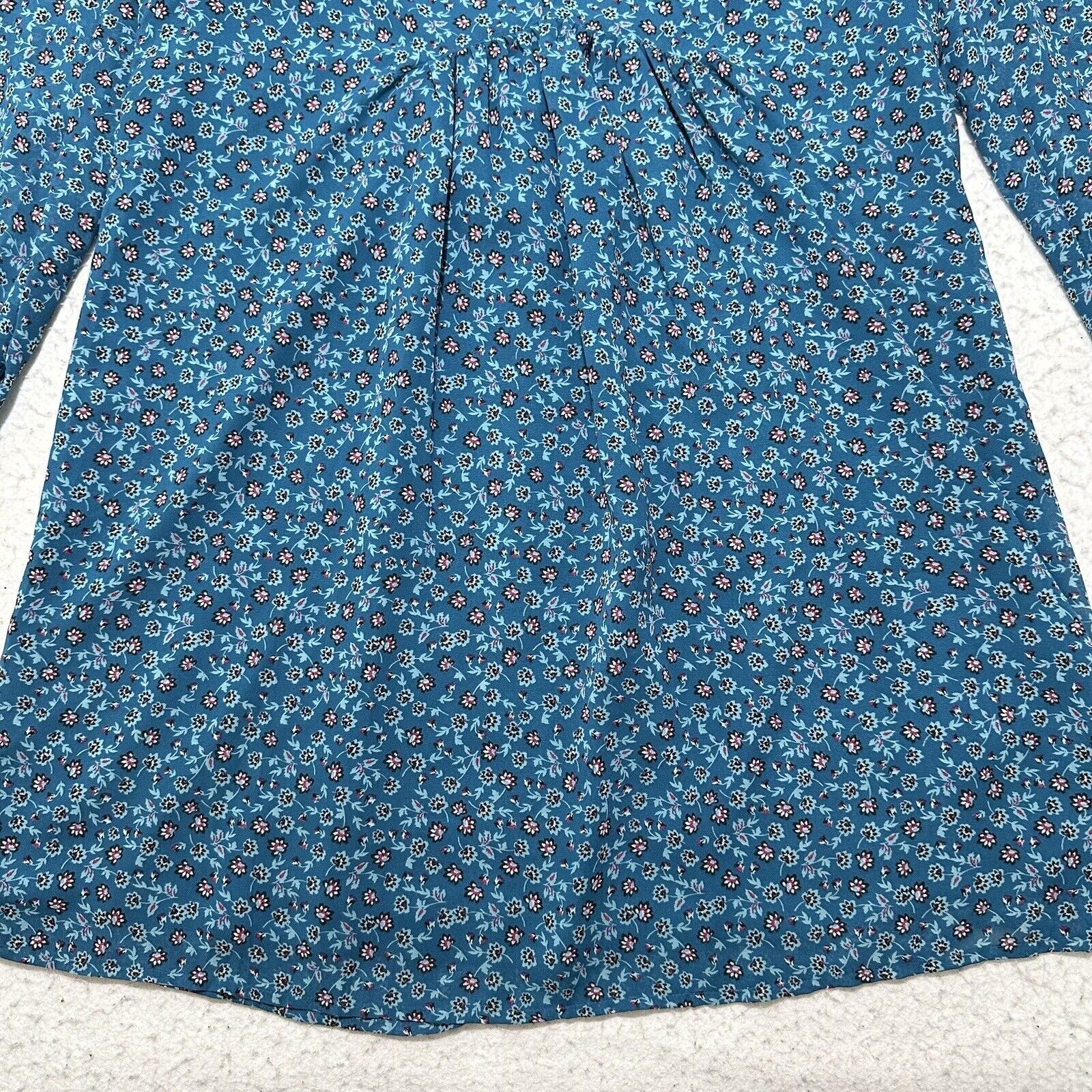 Other Time & Tru Medium Blue Colorful Floral V-Neck A-Line Dress Size M / US 6-8 / IT 42-44 - 3 Thumbnail