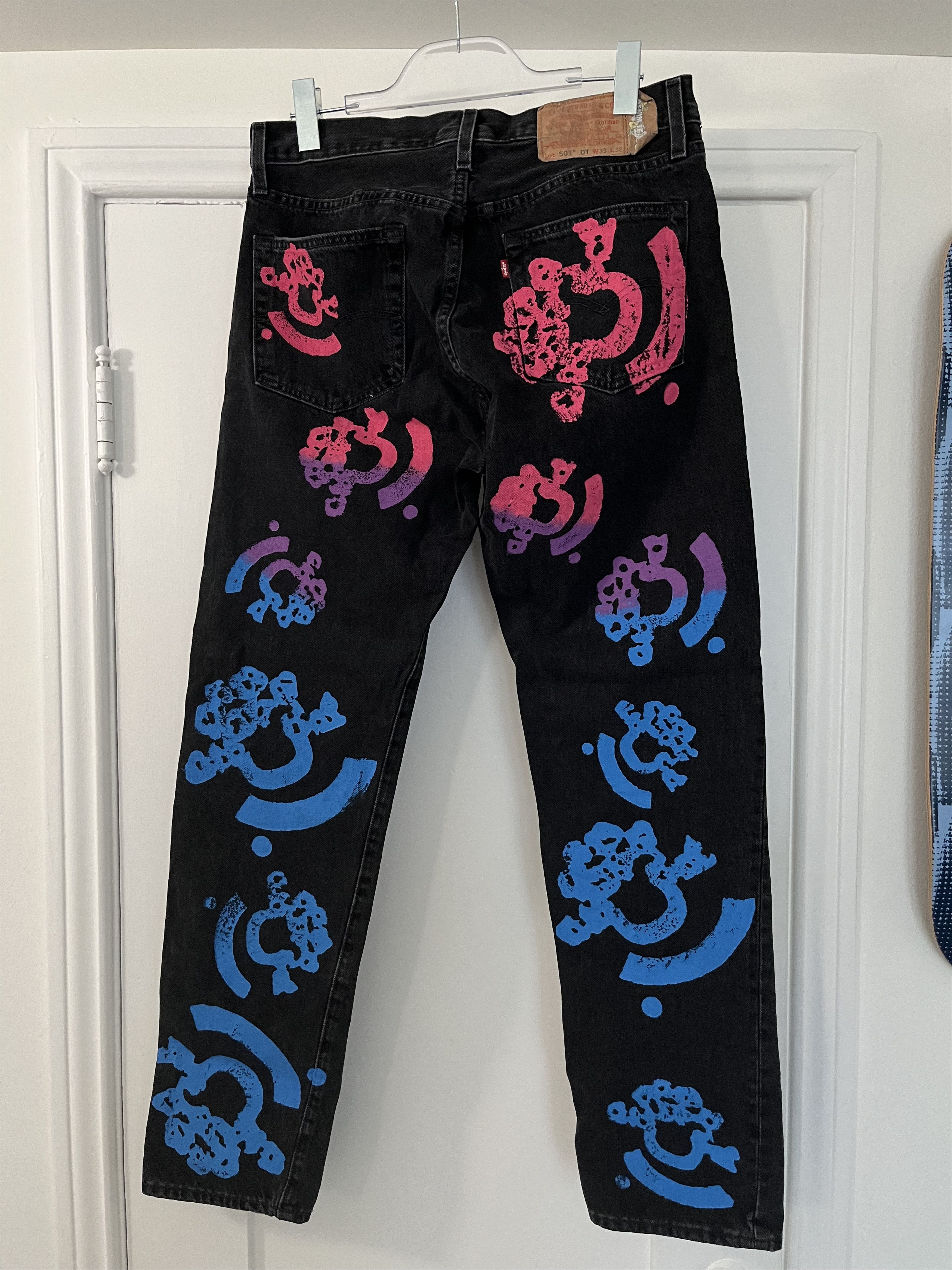 (B).Stroy × DENIM TEARS Denim Tears Bstroy Tears 501 Black Jeans Size US 33 - 4 Thumbnail