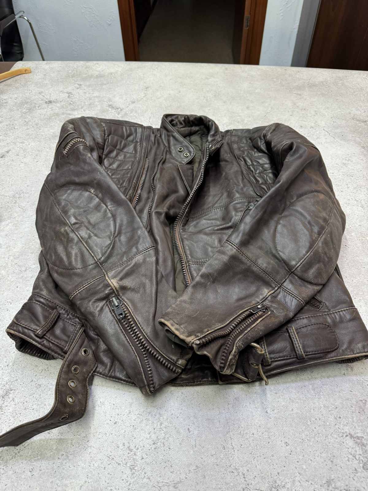 Japanese Brand Vintage 90s Stone Leather Multi-Zip Racing Jacket Size US M / EU 48-50 / 2 - 4 Thumbnail