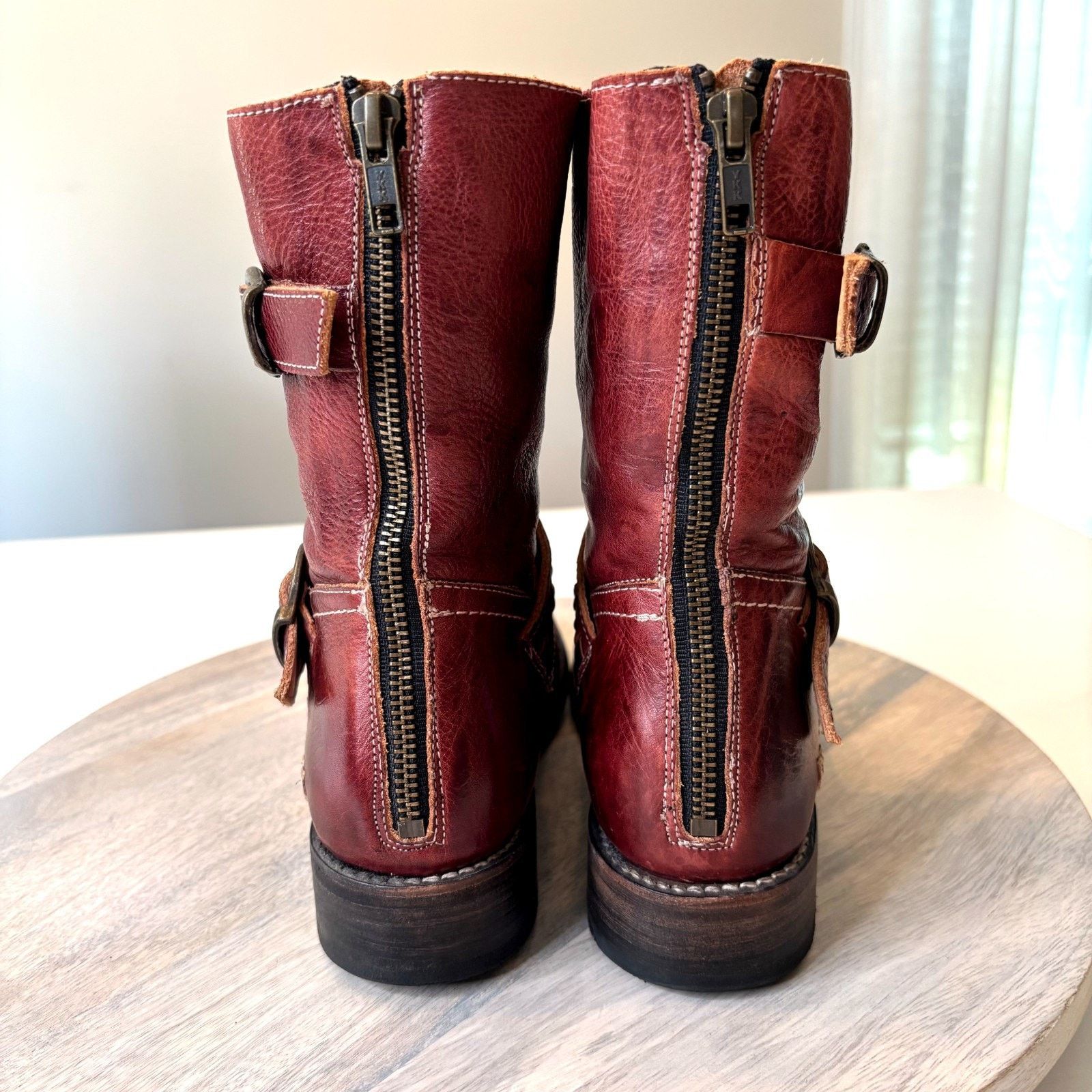 Bed Stu Bed Stu Ashwell Women's Red Buckles Leather Boots Size 6.5 Size US 6.5 / IT 36.5 - 7 Thumbnail