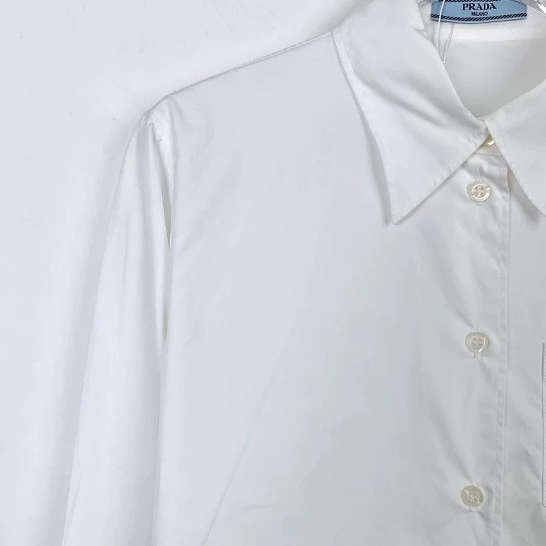 Prada Prada White logo letter print lapel single-breasted cotton Size US XXS / EU 40 - 3 Thumbnail