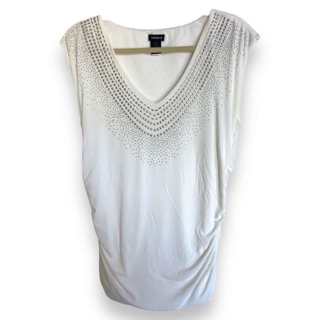 Other Torrid Womens Tank Sz 0 L 12 Winter White Bling Ruched Size L / US 10 / IT 46 - 1 Thumbnail