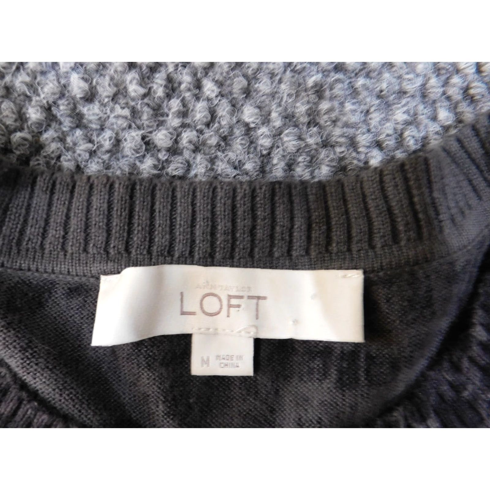 Loft LOFT Cardigan Sweater Black Womens Medium Crew Neck Button Pima Cotton Geometric Knit Rib Knit Pullover casual Size M / US 6-8 / IT 42-44 - 4 Thumbnail