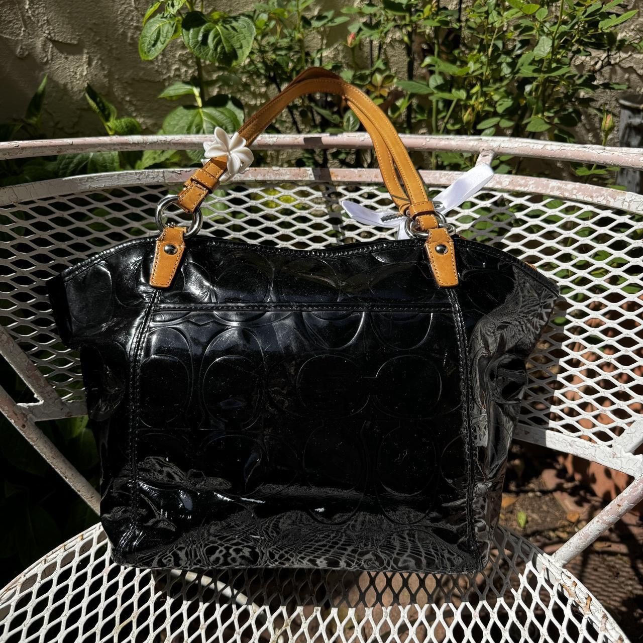 Coach Y2K Coach Black Patent Leather Monogramed Bag Size ONE SIZE - 2 Thumbnail