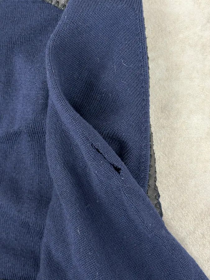 Versace Gianni Versace Navy Cotton Contrast Stitch Abstract Sweater Size US M / EU 48-50 / 2 - 8 Thumbnail