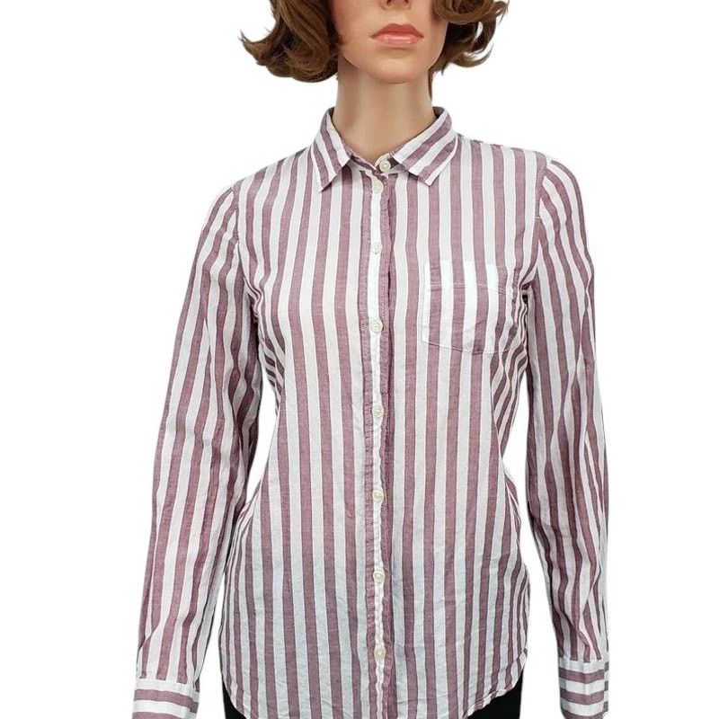 J.Crew J. Crew Mercantile Shirt Button Front Stripe Long Sleeves XS Size XS / US 0-2 / IT 36-38 - 3 Thumbnail