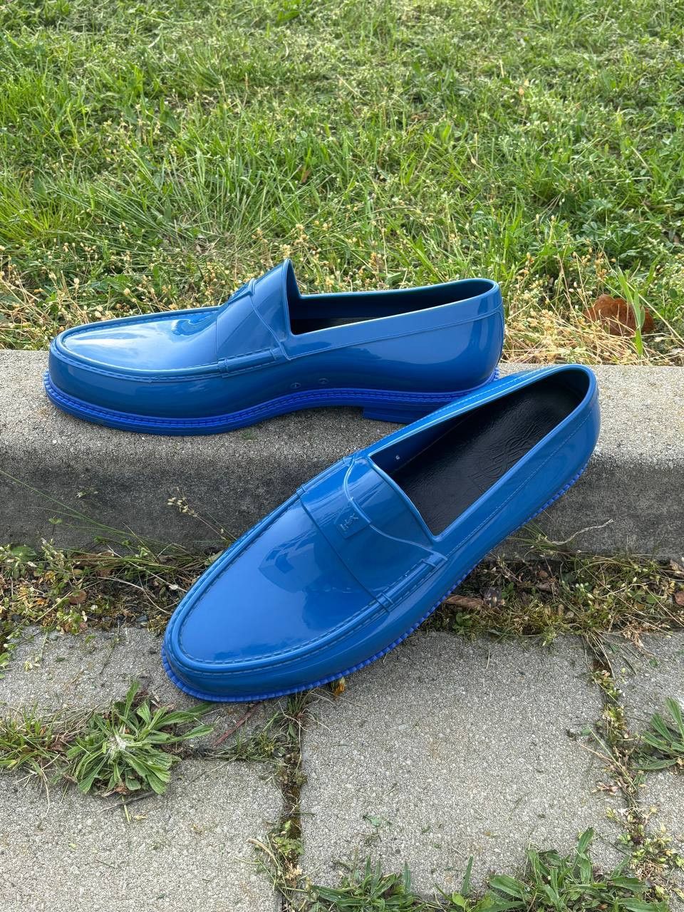 Yves Saint Laurent Spring 2012 Cobalt Blue Kennedy Rubber Loafers Size US 12 / EU 45 - 4 Thumbnail