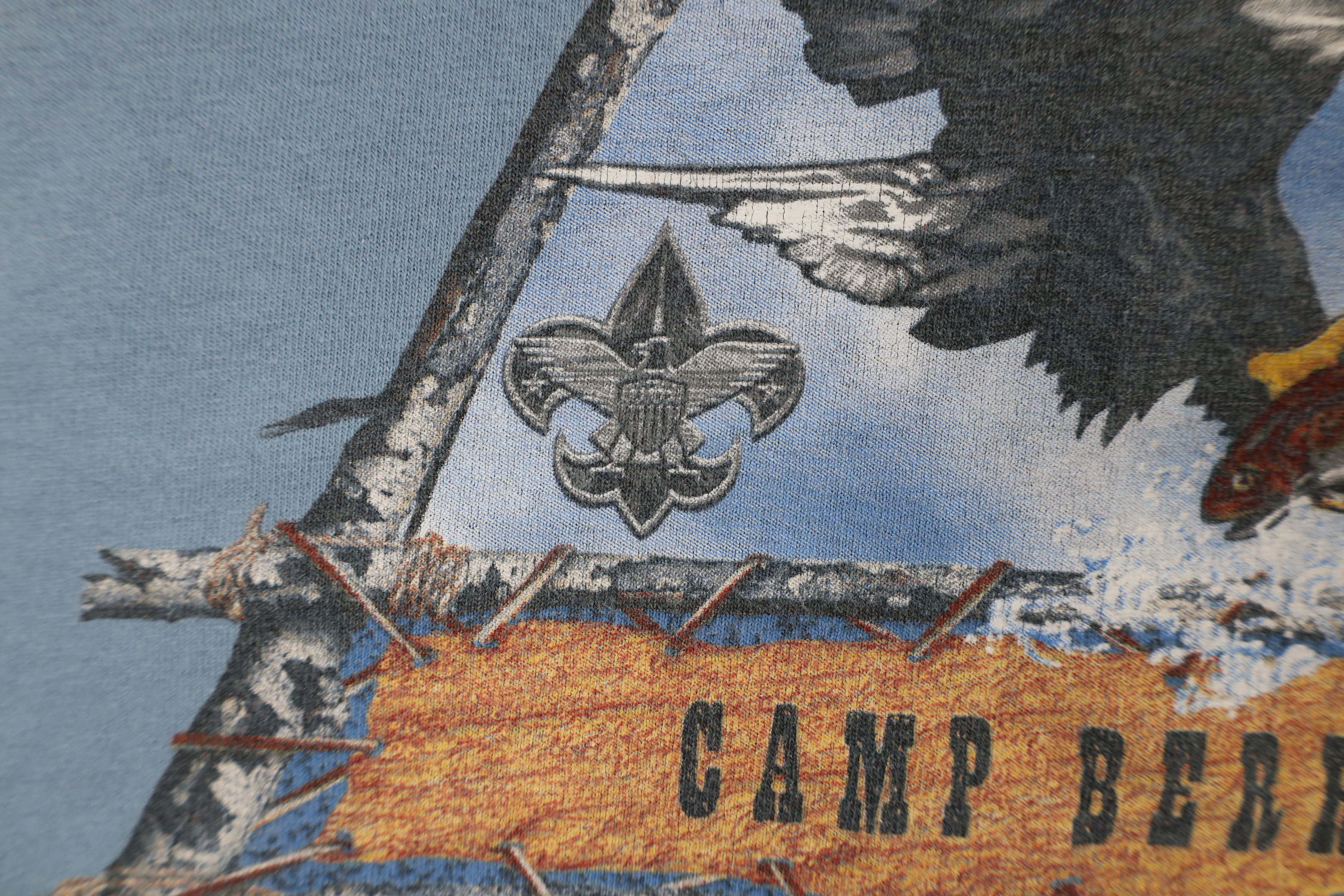 Vintage Vintage 90s Scouts of America Camp Berry Eagle T-Shirt Blue Size US L / EU 52-54 / 3 - 7 Thumbnail