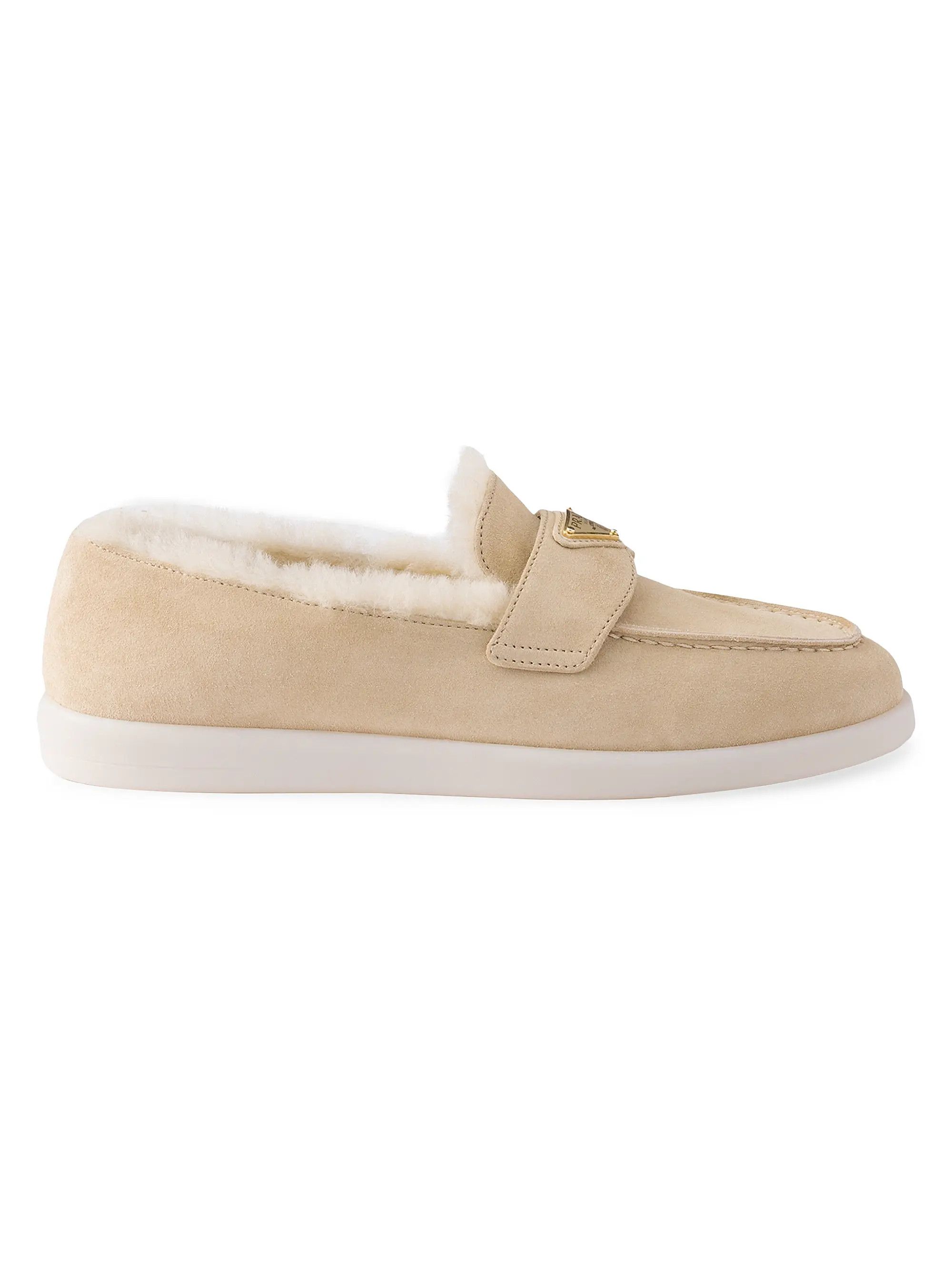 Prada o1la1rc1a0226 Suede and Shearling Loafers in Beige Size US 9 / EU 42 - 1 Thumbnail