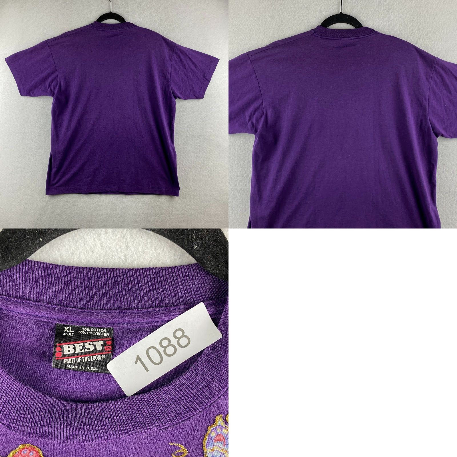 Fruit Of The Loom VINTAGE Fruit of the Loom Shirt Womens XL Purple Butterfly Embroidered Logo 90s Theme Casual Short Sleeve Cotton Blend Regular Women's T-Shirt Size XL / US 12-14 / IT 48-50 - 8 Thumbnail