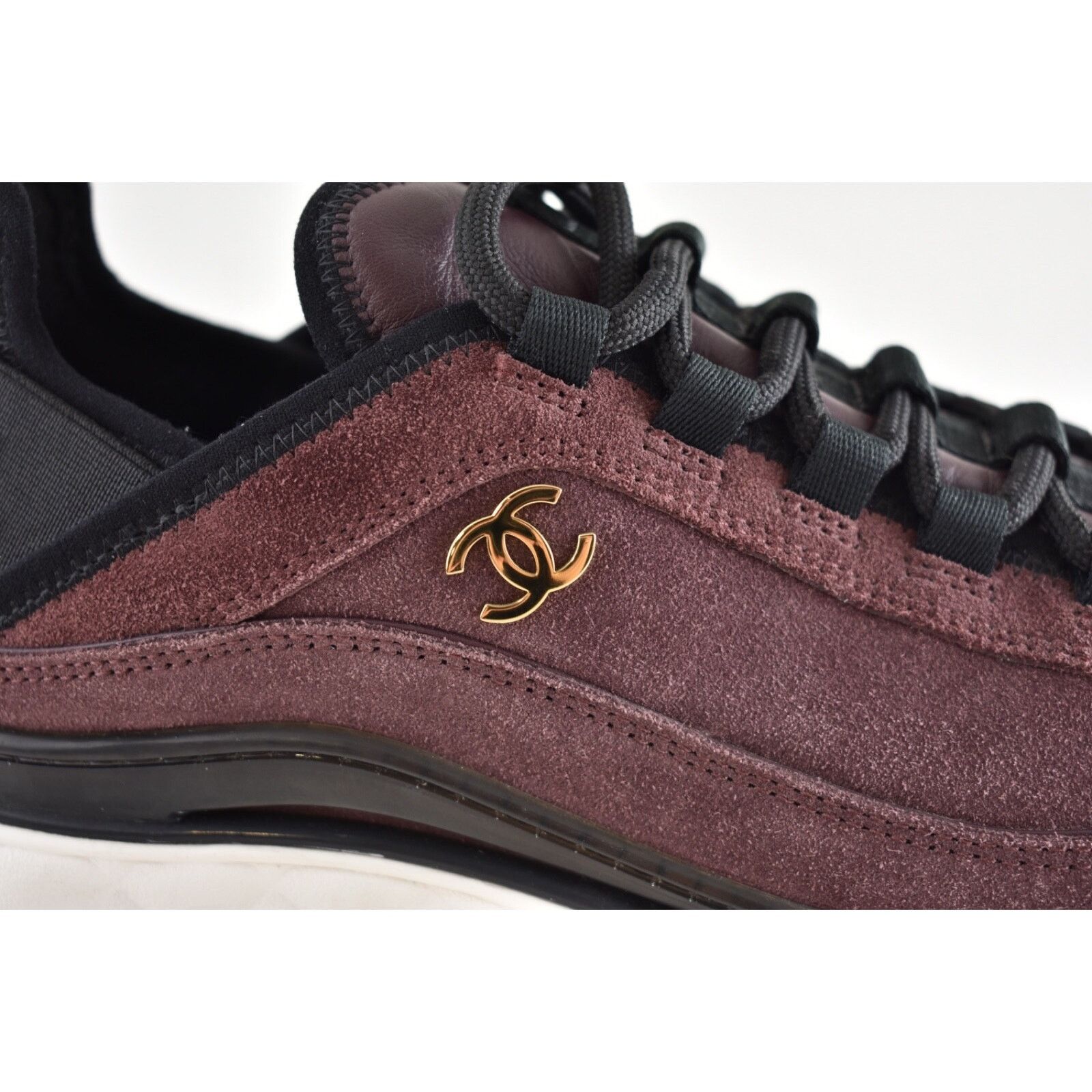 Chanel Chanel 23K Burgundy CC Logo Lace Low Top Trainer Sneaker 37 Size US 7 / IT 37 - 4 Thumbnail
