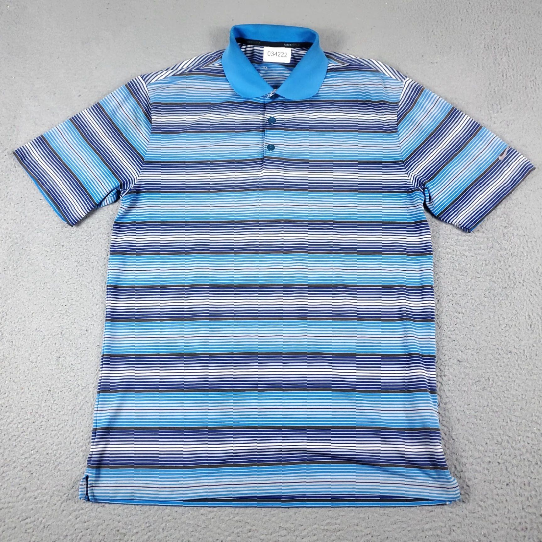 Nike Nike Polo Shirt Mens Medium Blue Striped Swoosh Golf Casual Short Sleeve Size US M / EU 48-50 / 2 - 2 Thumbnail