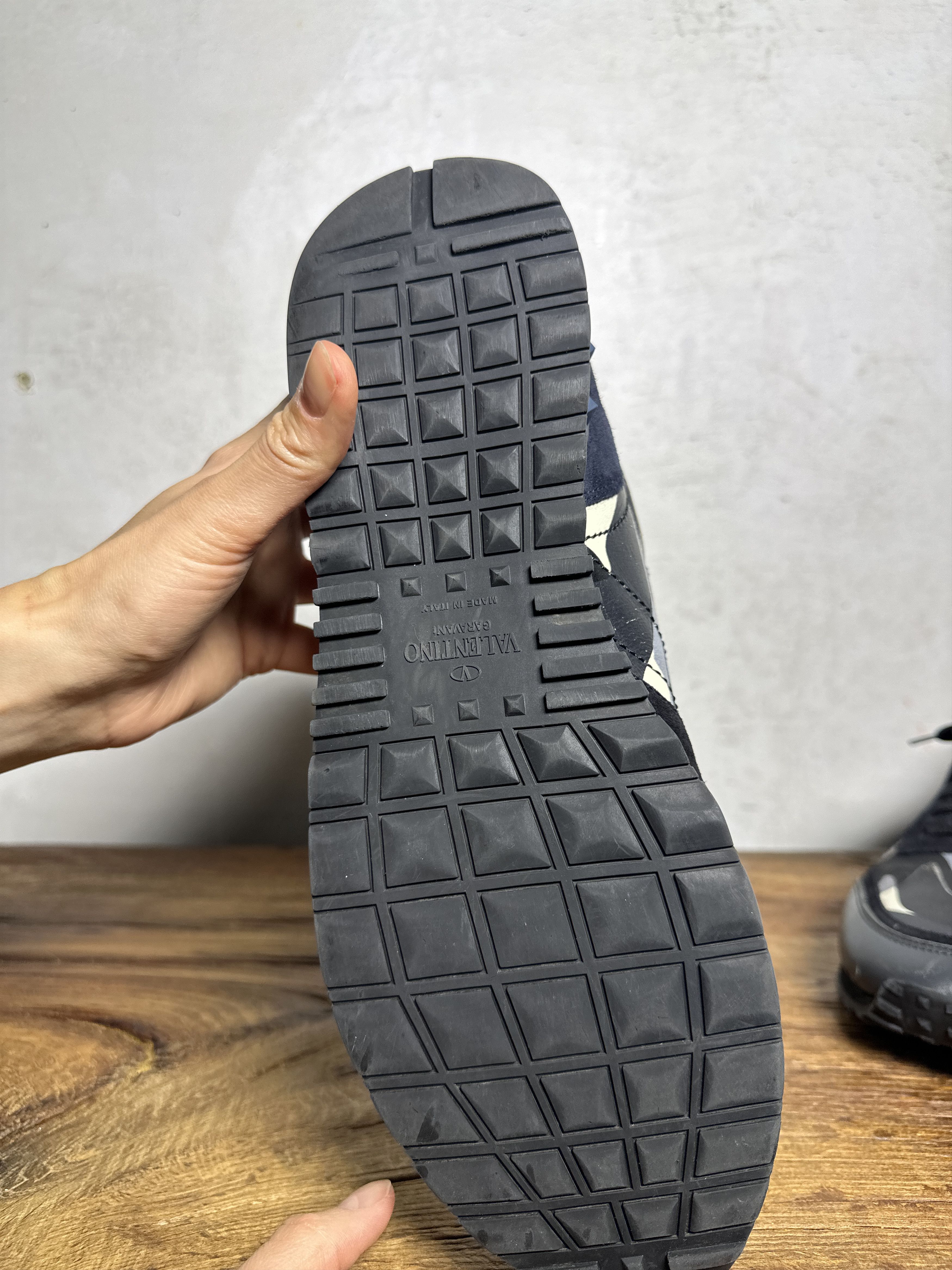 Valentino Valentino Black Canvas Leather Rockrunner Low Top Sneakers Size US 10.5 / EU 43-44 - 10 Thumbnail