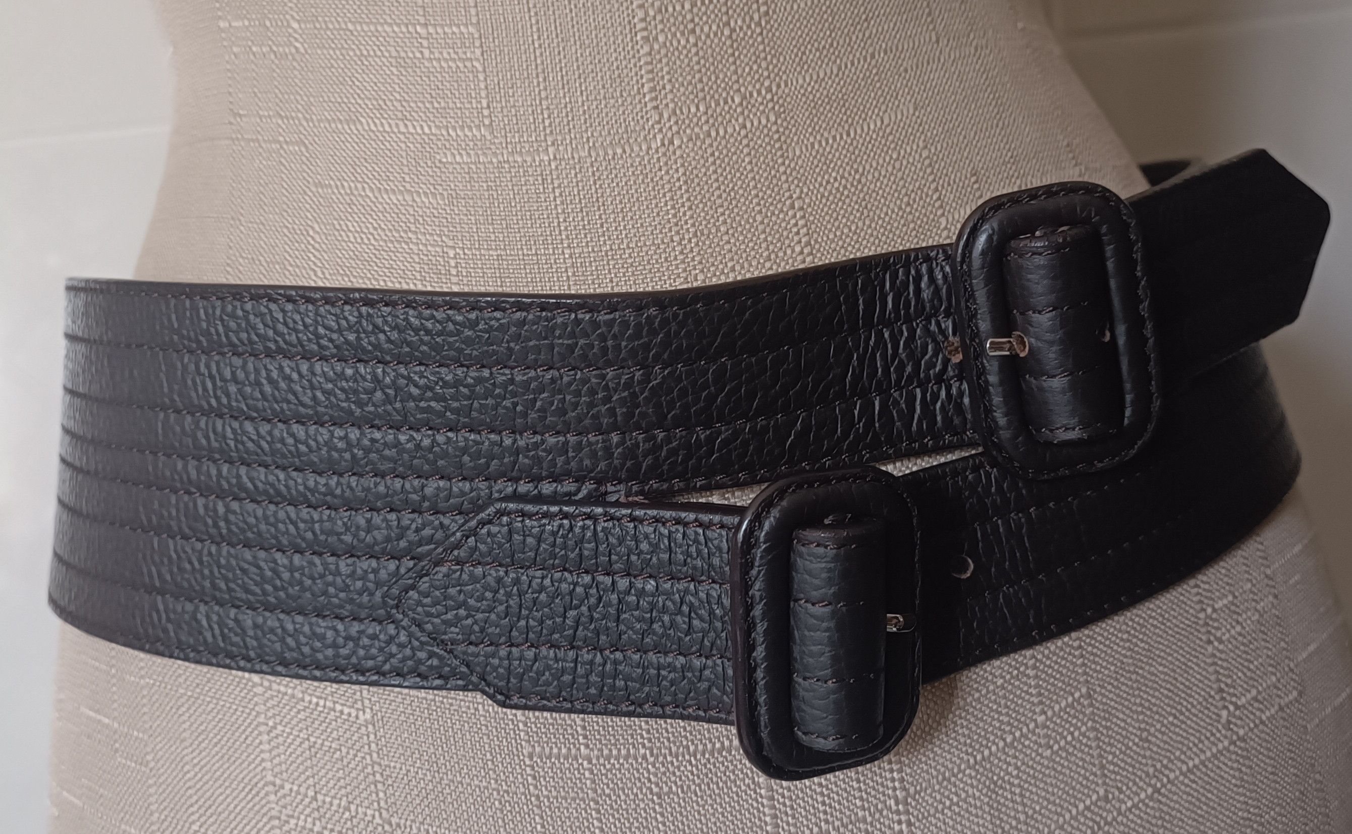 Jean Paul Gaultier 2 overlapping belts in dark brown leather Size ONE SIZE - 2 Thumbnail