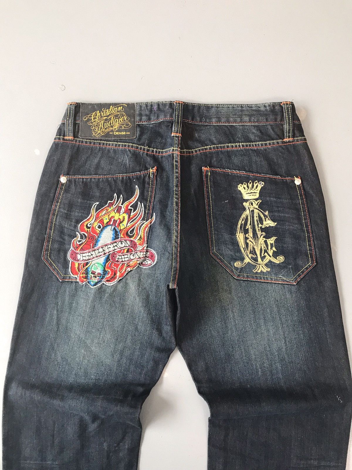 Christian Audigier × Ed Hardy Vintage Christian Audigier embroidered denim Size US 36 / EU 52 - 3 Thumbnail