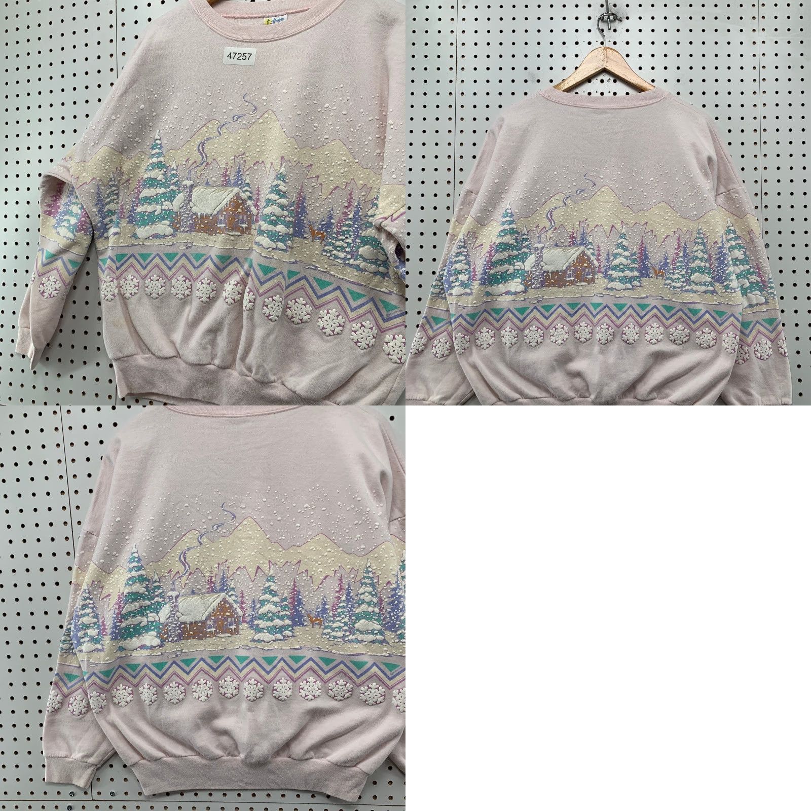 Vintage VINTAGE Lifestyles Sweatshirt Women One Size Pink Winter Snow All Over Print USA Size ONE SIZE - 9 Thumbnail