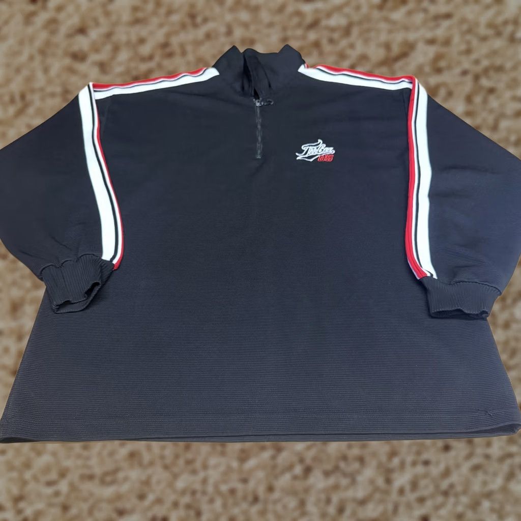 Fubu FUBU Sweatshirt XL Black 1/4 Zip Pullover Striped Sleeve Embroidered Mens XL Sweatshirt Size US XL / EU 56 / 4 - 1 Thumbnail