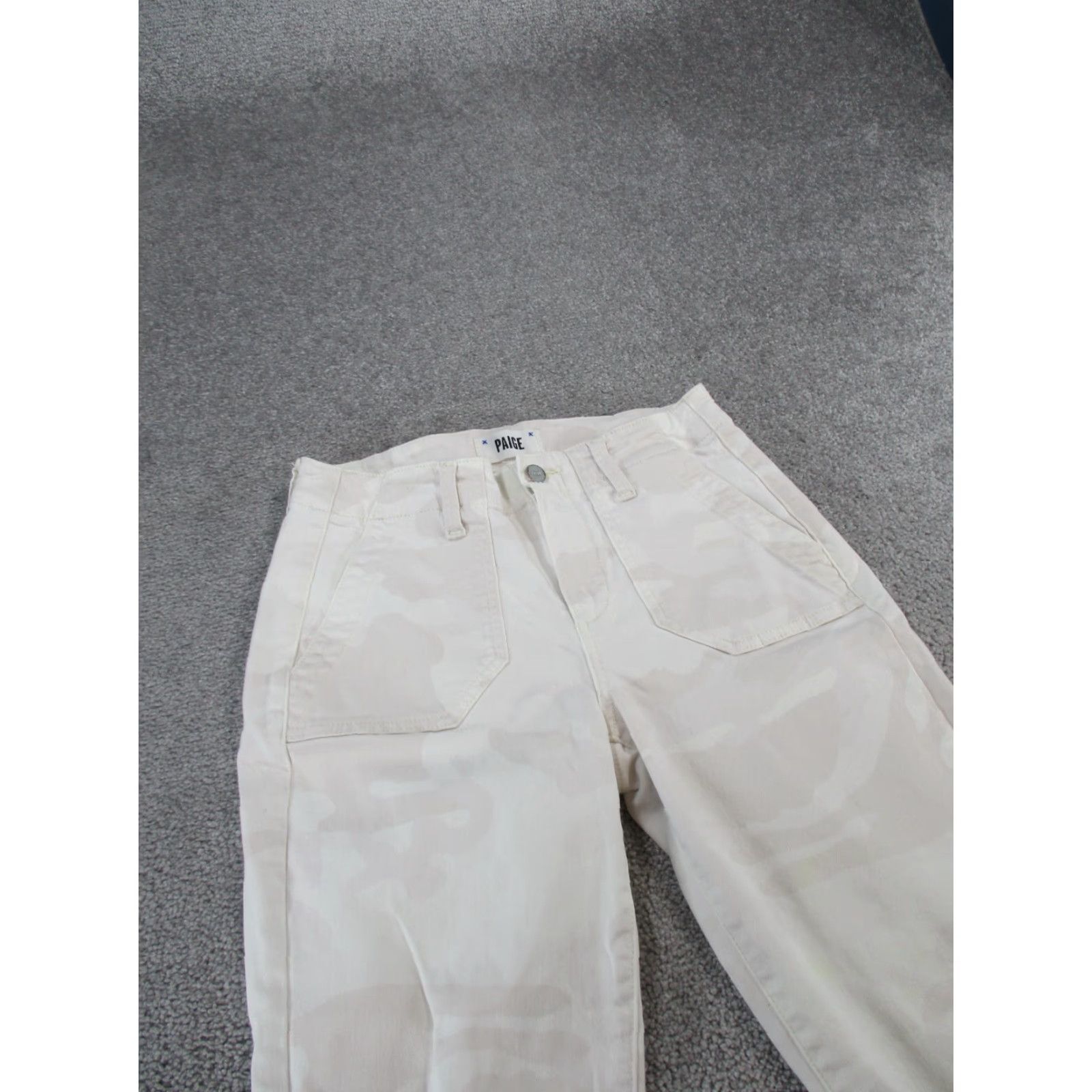 Paige Paige Jeans Womens 25 White Light Pink Camo Denim Tapered Zipper Mid Rise Camouflage Size 42" / US 20 - 4 Thumbnail