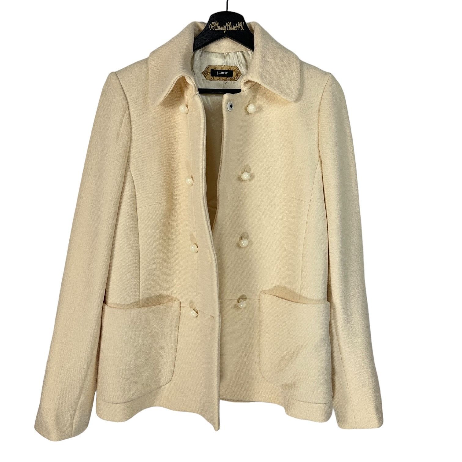 J.Crew J.Crew Wool-Blend Ivory Double-Breasted Peacoat With Front P Size M / US 6-8 / IT 42-44 - 6 Thumbnail