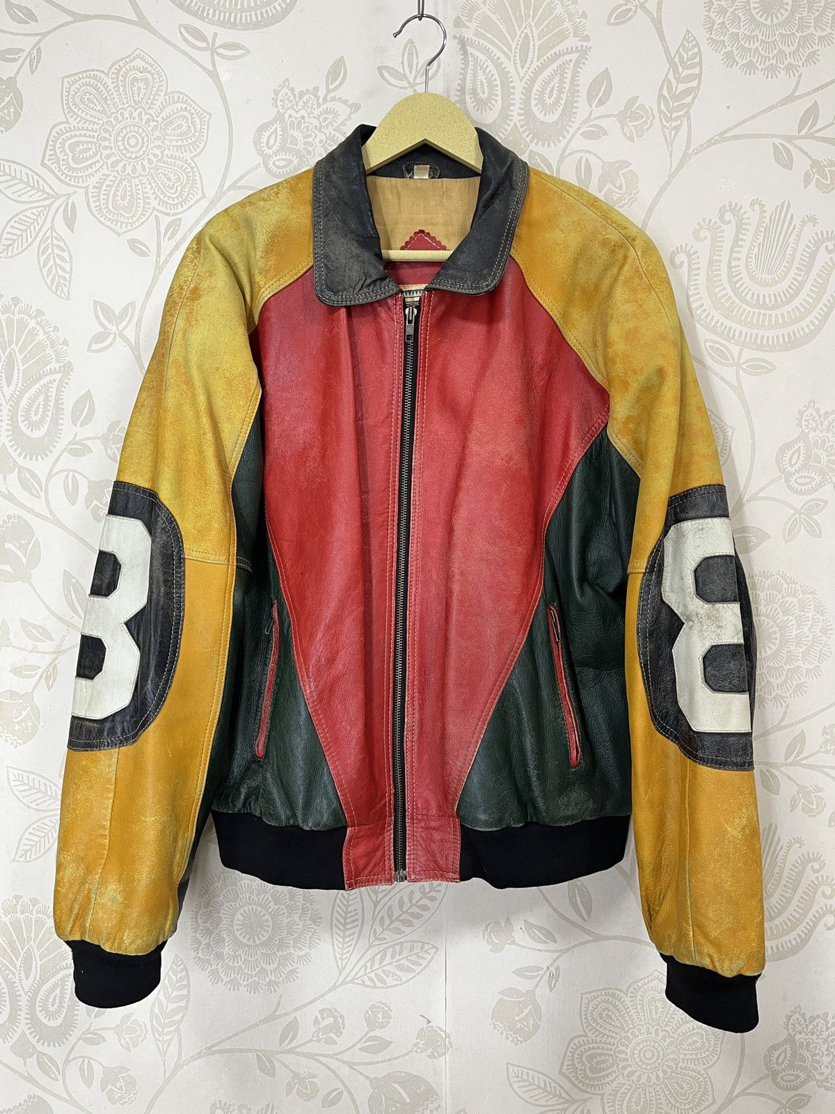 Genuine Leather × Vintage Vintage 8 Ball 🎱 Ong Ovine Leather Bomber Jacket Size US L / EU 52-54 / 3 - 4 Thumbnail