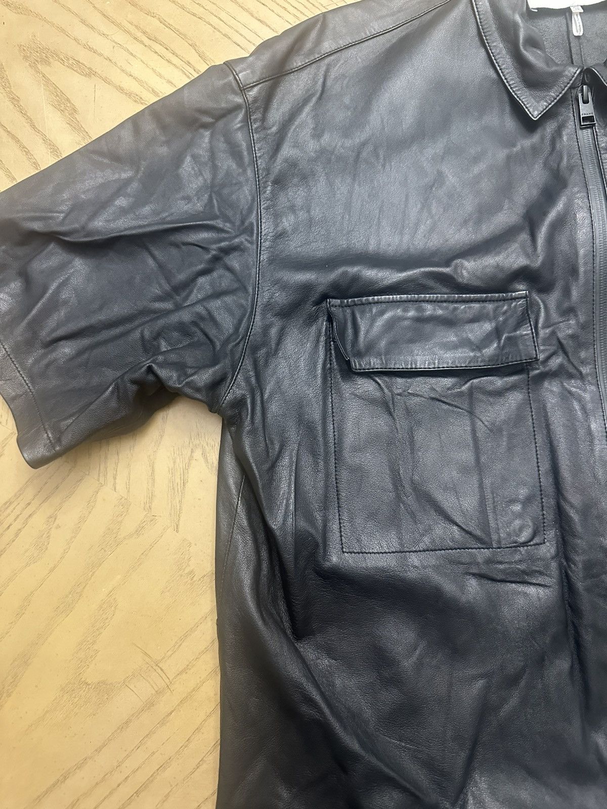 Frame Frame Men's Lambskin Leather Modern Short Sleeve Full Zip Size US XL / EU 56 / 4 - 4 Thumbnail
